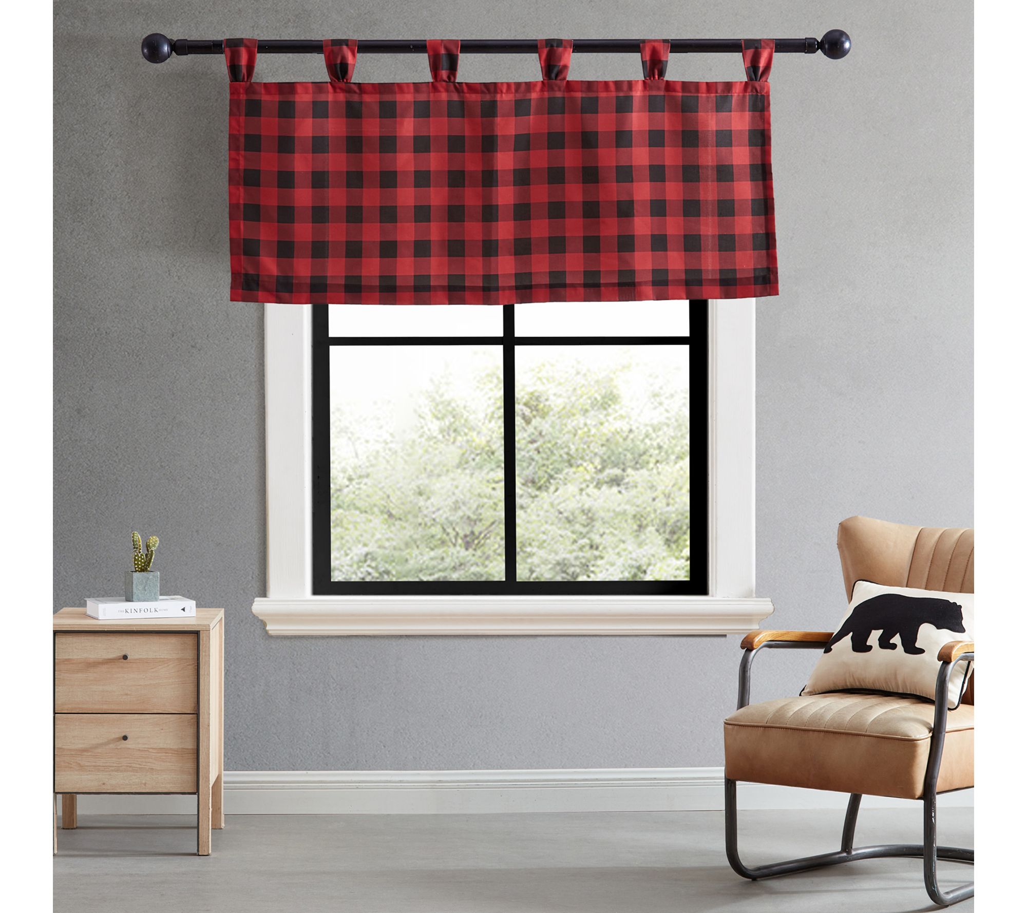 Eddie Bauer Mountain Plaid Red 50x20 Window Valance