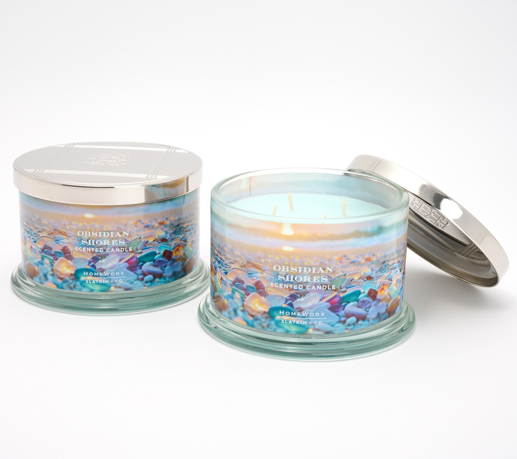 HomeWorx by Slatkin + Co. S/2 18oz Obsidian Shores Candles