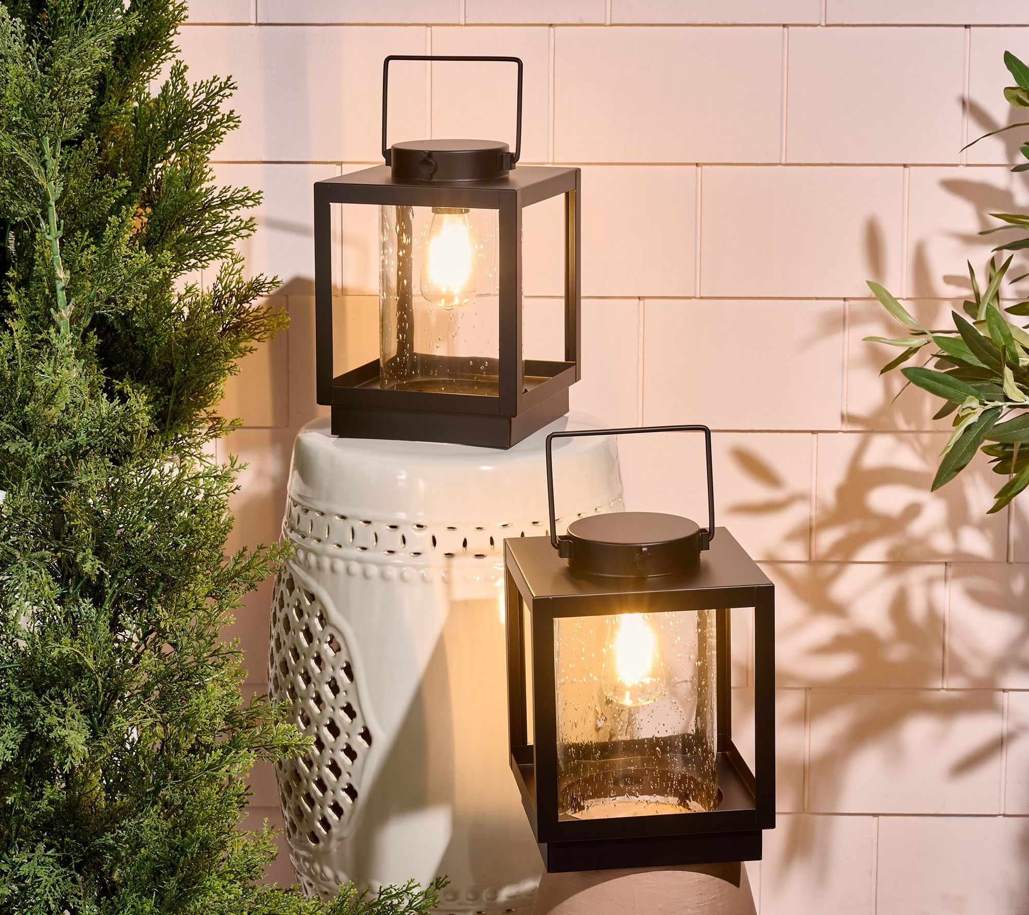 "As Is" Home Reflections S/2 9" In/Outdoor Metal Lanterns