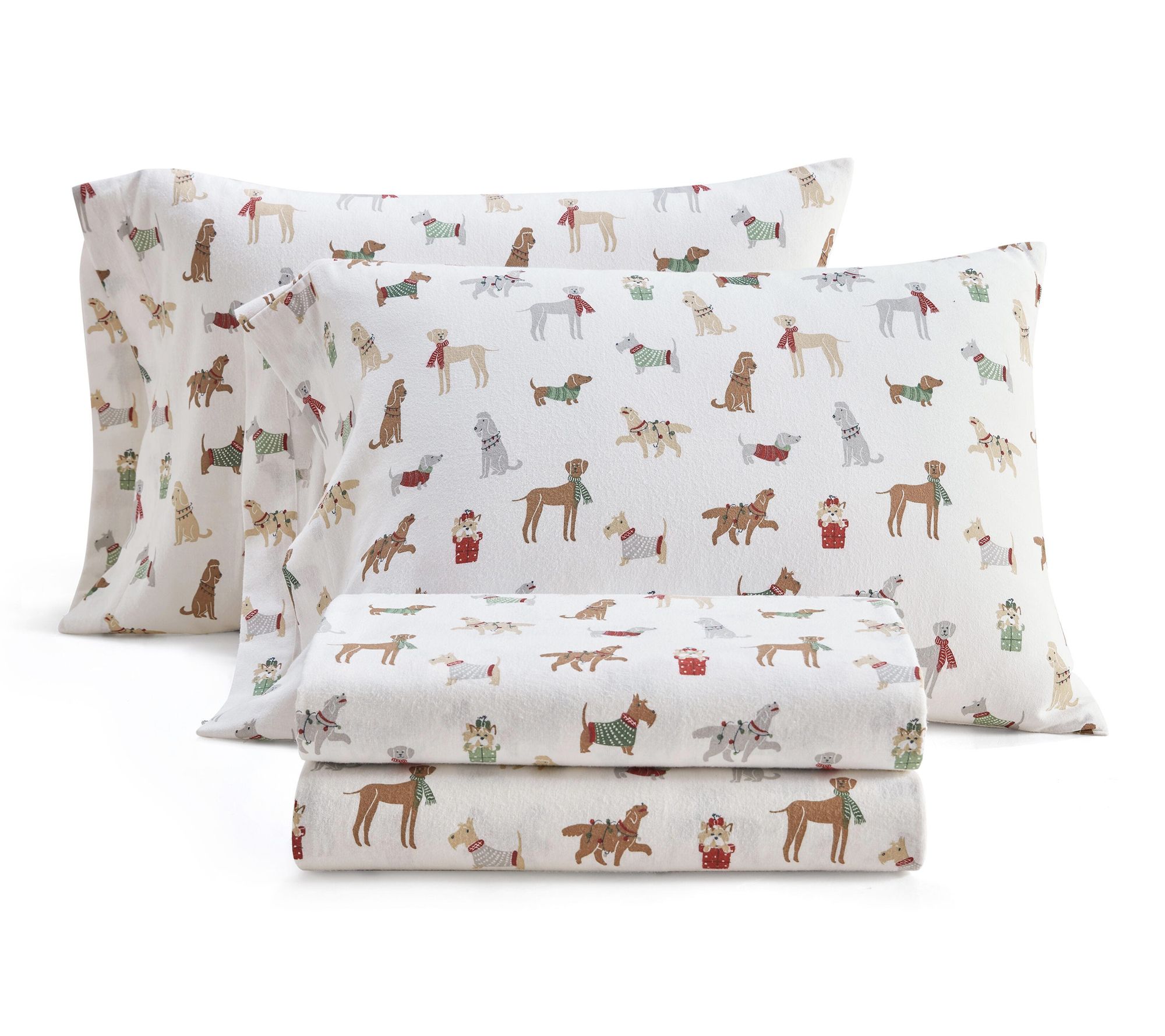 Martha Stewart Holiday Pups Flannel Twin SheetSet