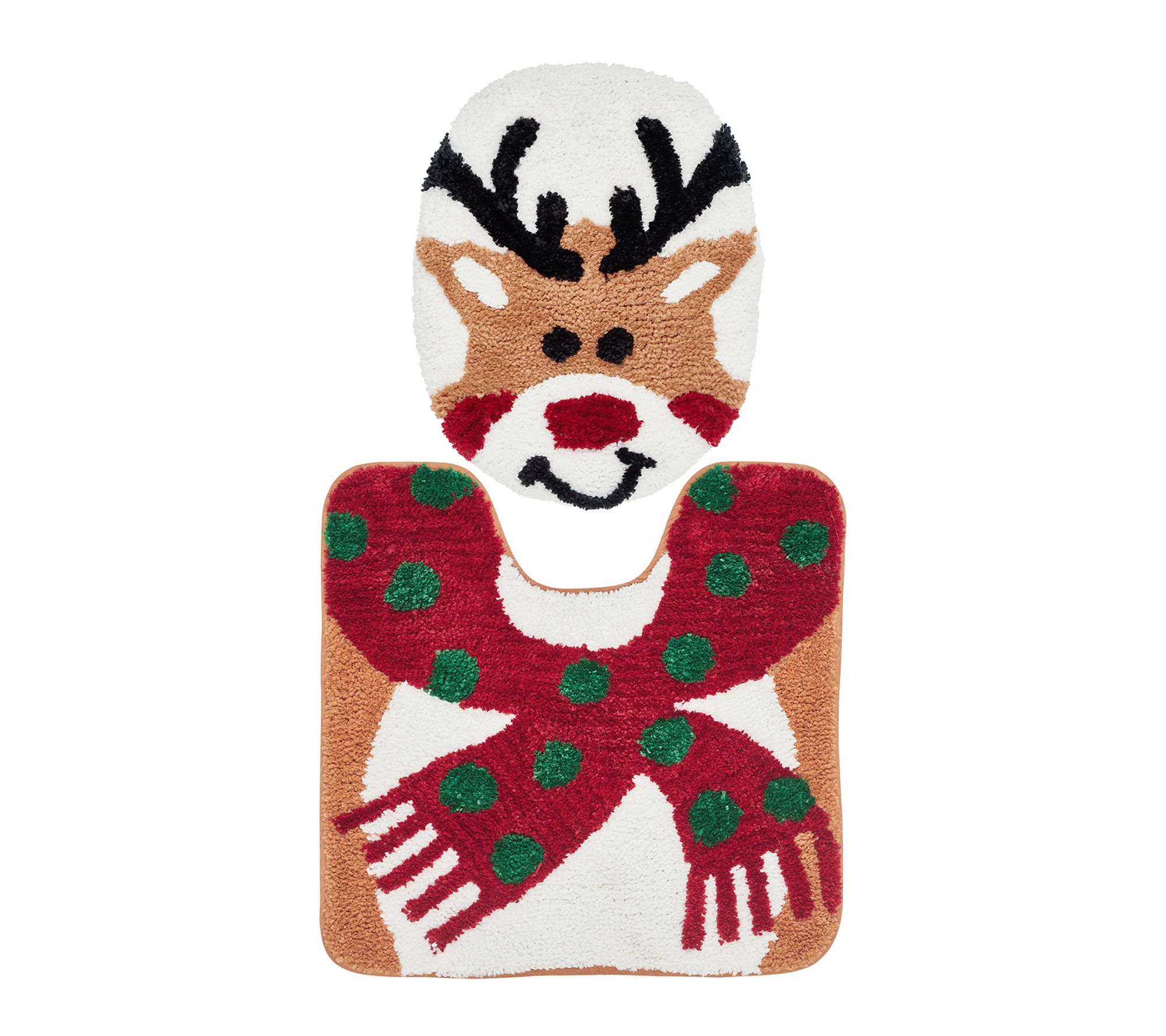 VCNY Home Multi Reindeer Holiday Bath Rug Set,2 Count