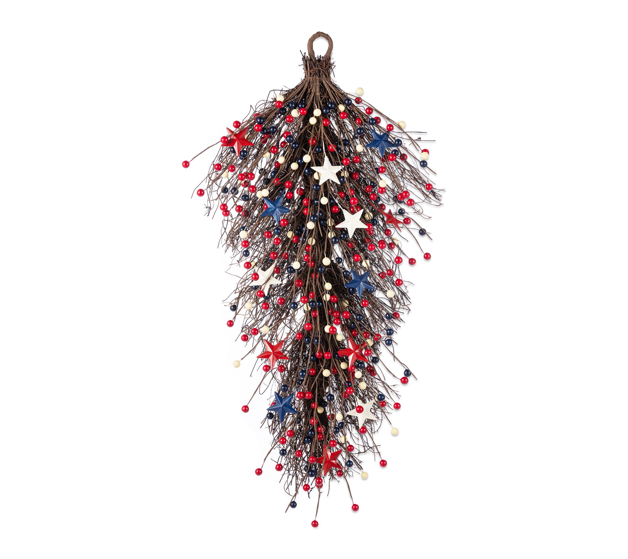 Glitzhome 28''H Patriotic Americana Stars BerryTeardrop