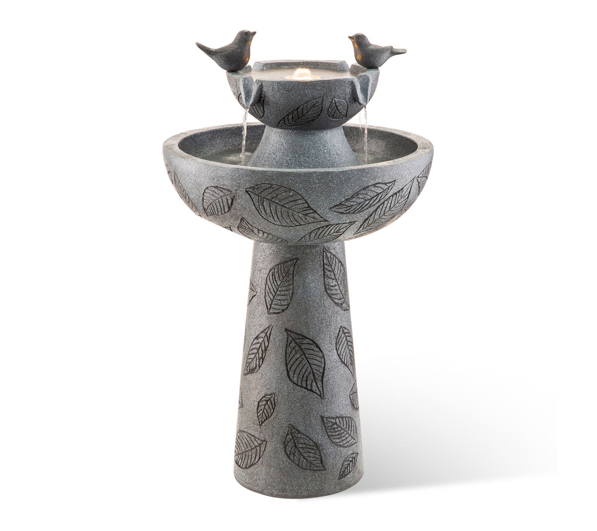 Glitzhome 26"H 2-Tiered Birdbath Polyresin Outdoor Fountain