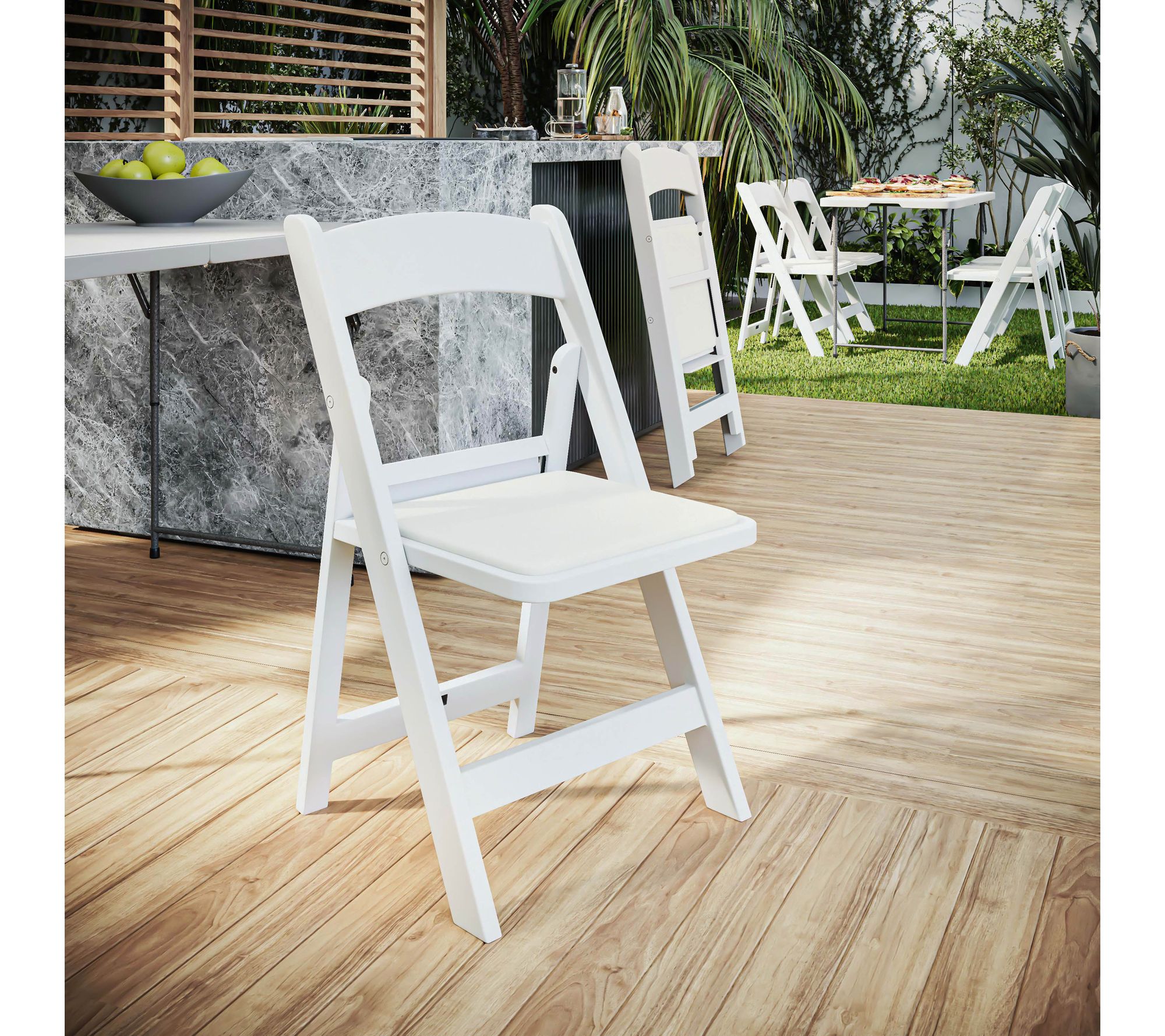Techni Home 4-Pack White Resin Folding Chairs
