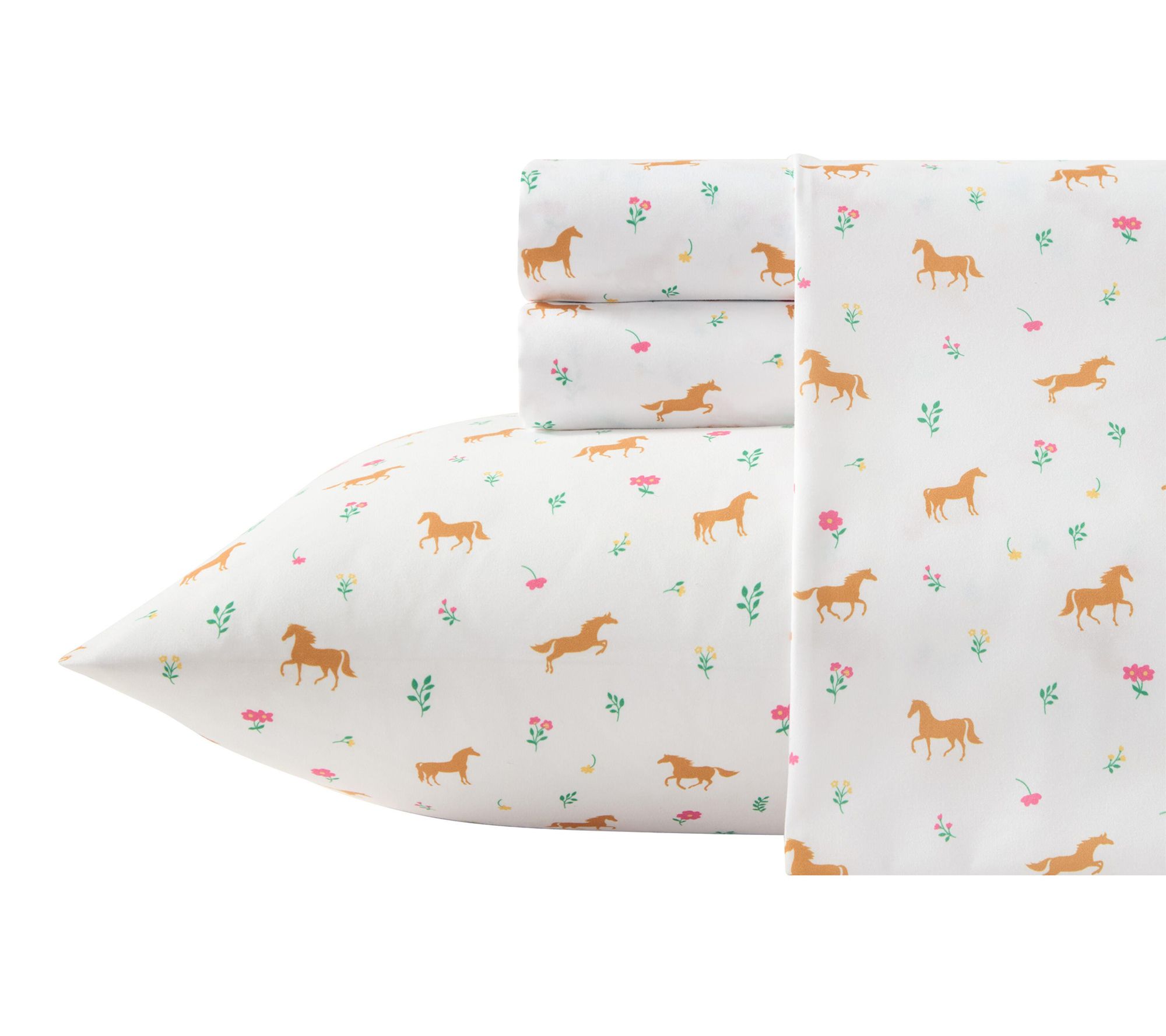 Wrangler Horse Meadow White/Brown Microfiber Twin Sheet Set