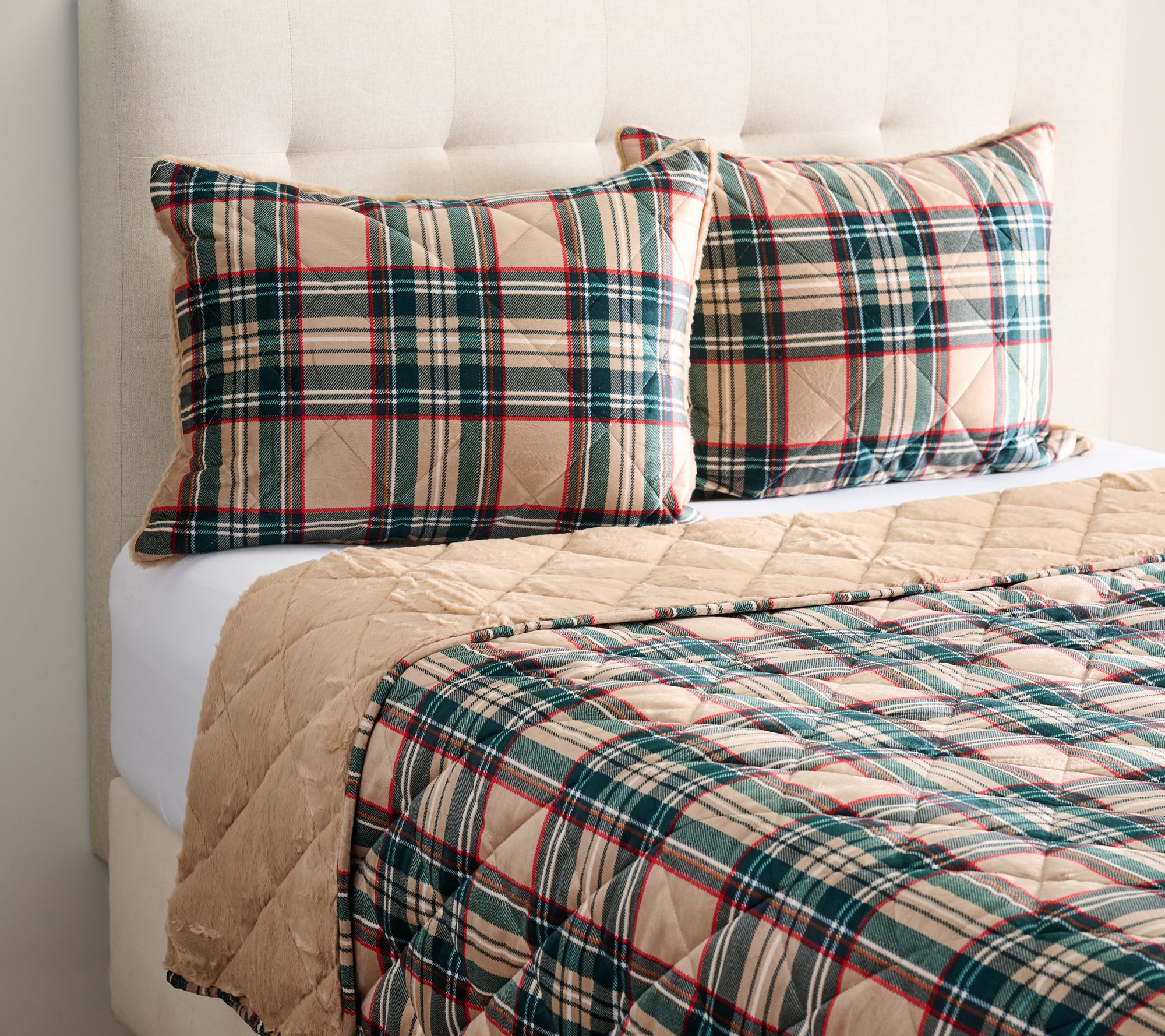  Tartan & Faux Fur Reversible Winter Full Quilt Set by Kim Gravel