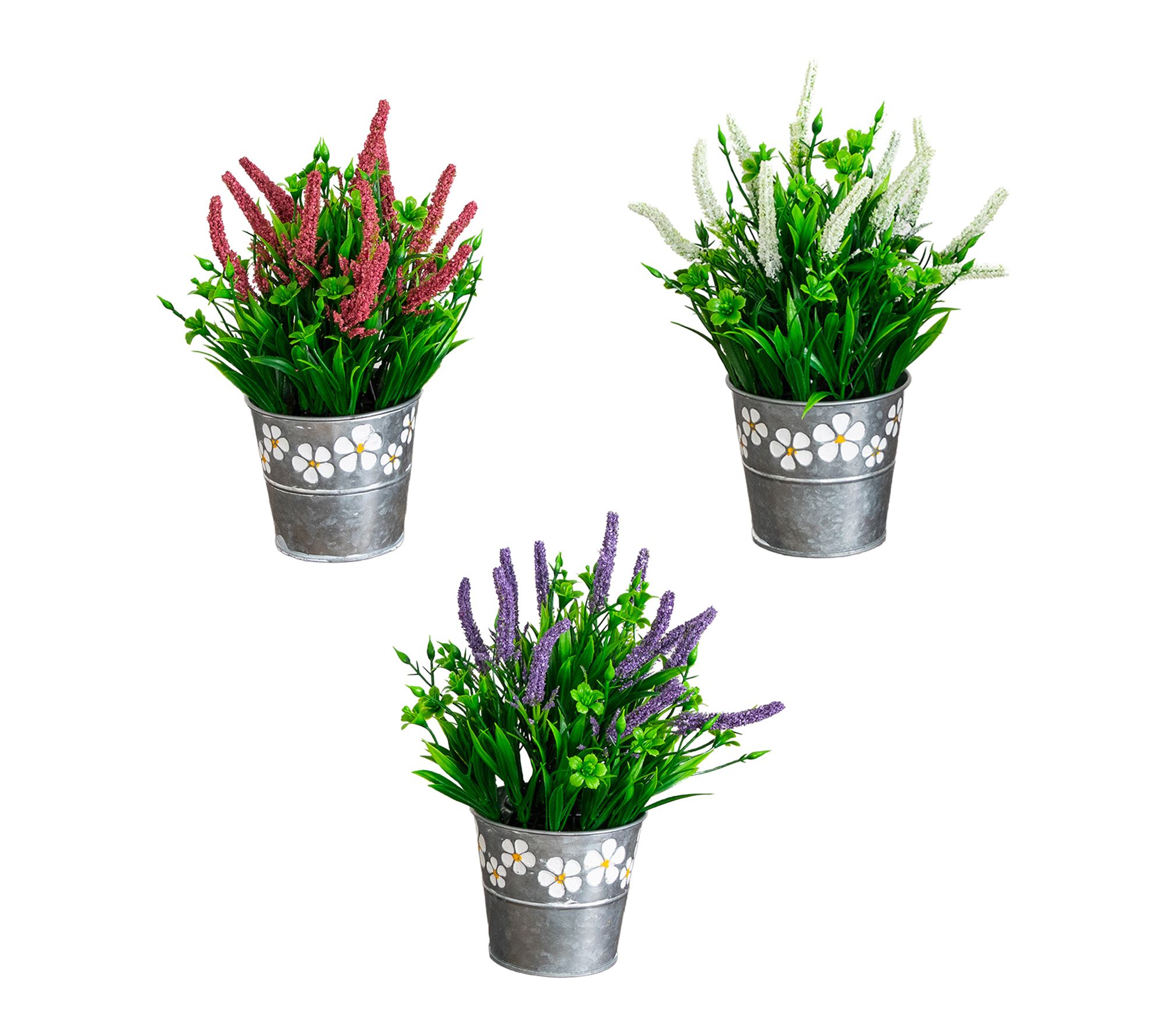9-in Lavender in Planter - Set of 3 by Nearly Natural