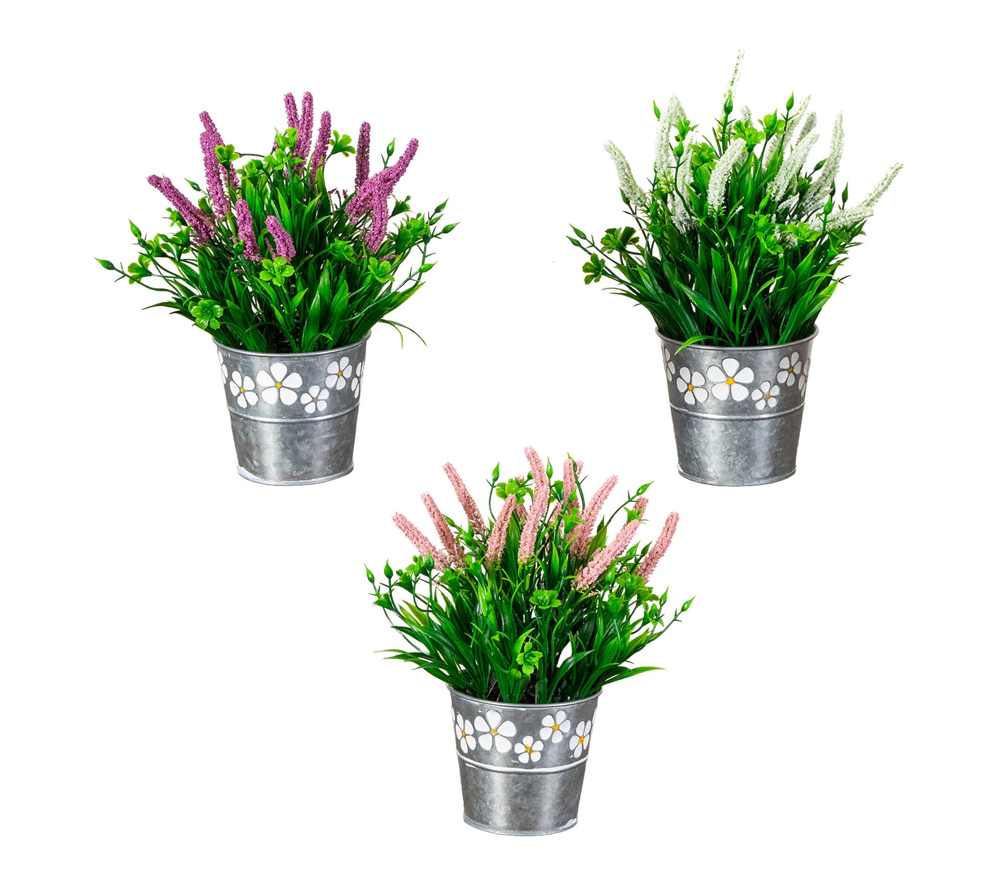 9-in Lavender in Planter - Set of 3 by Nearly Natural