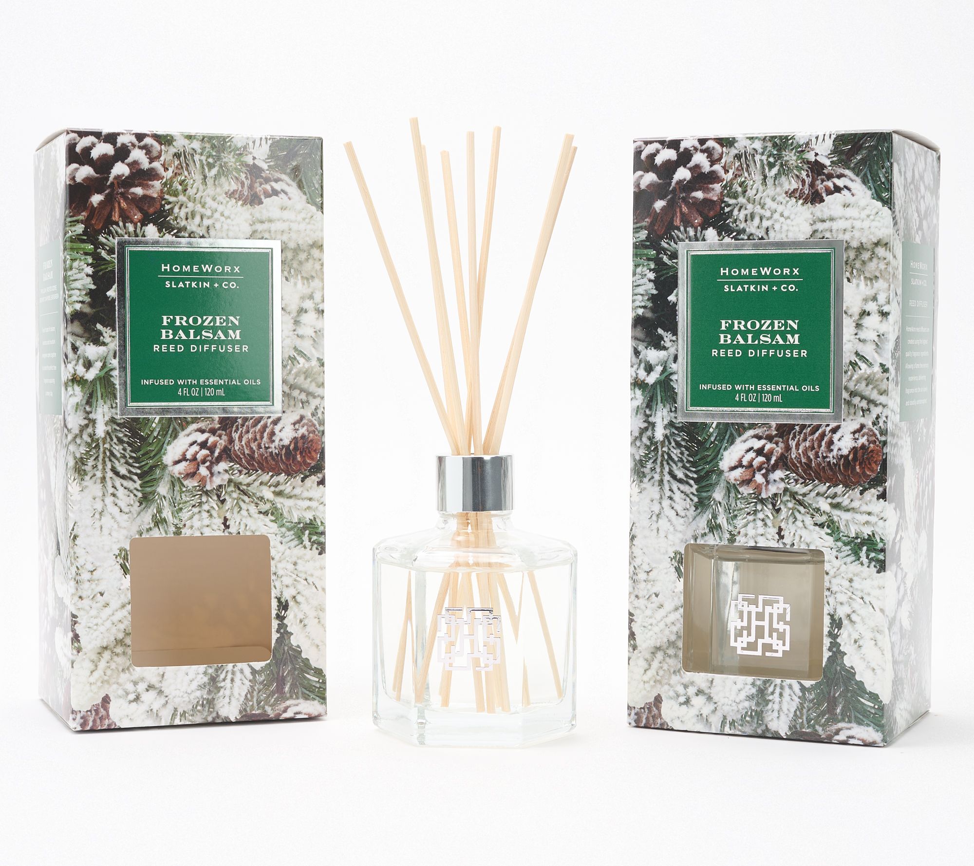 HomeWorx by Slatkin + Co. S/2 Frozen Balsam Reed Diffusers