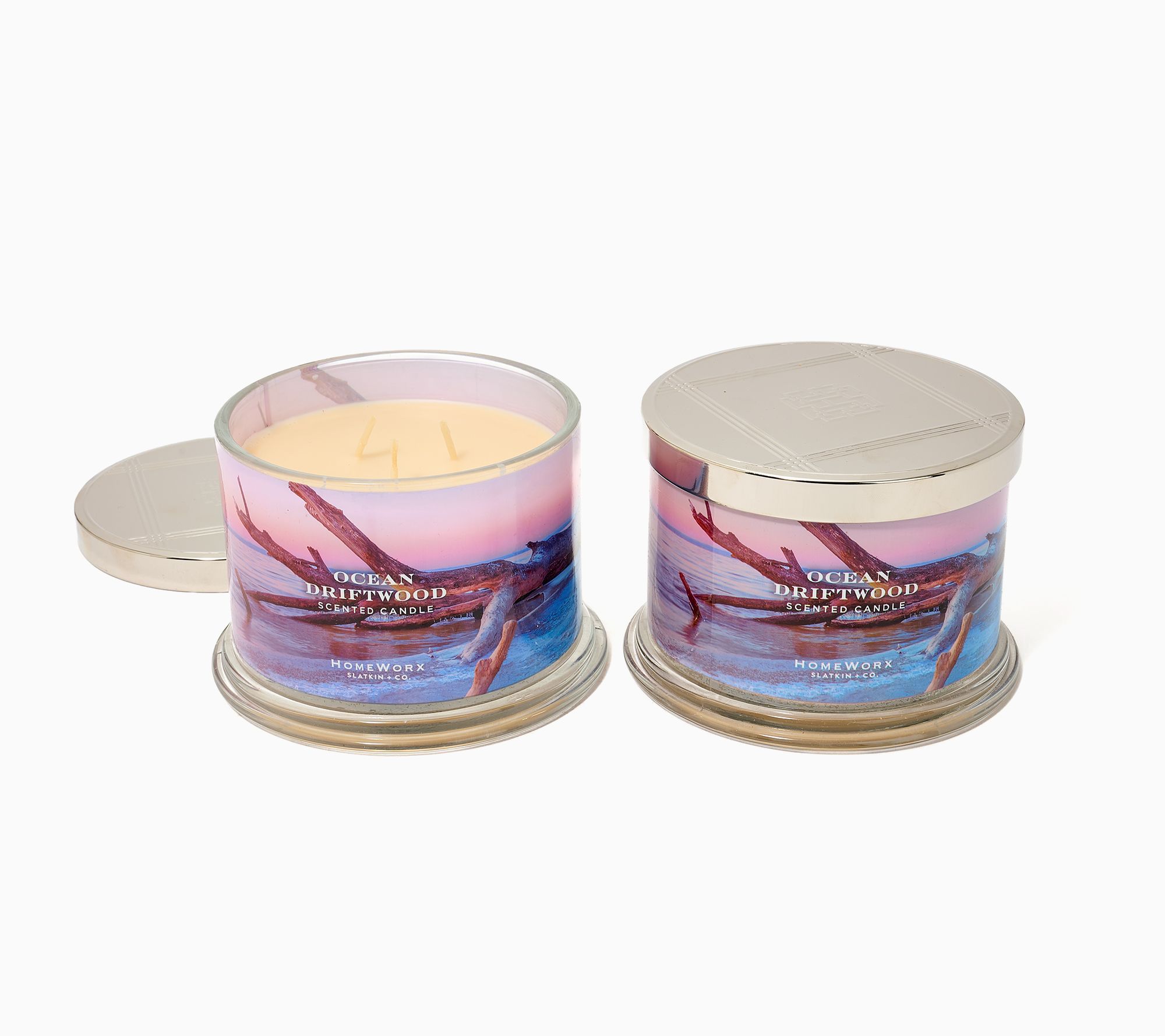 HomeWorx by Slatkin + Co. S/2 14oz Ocean Driftwood Candles