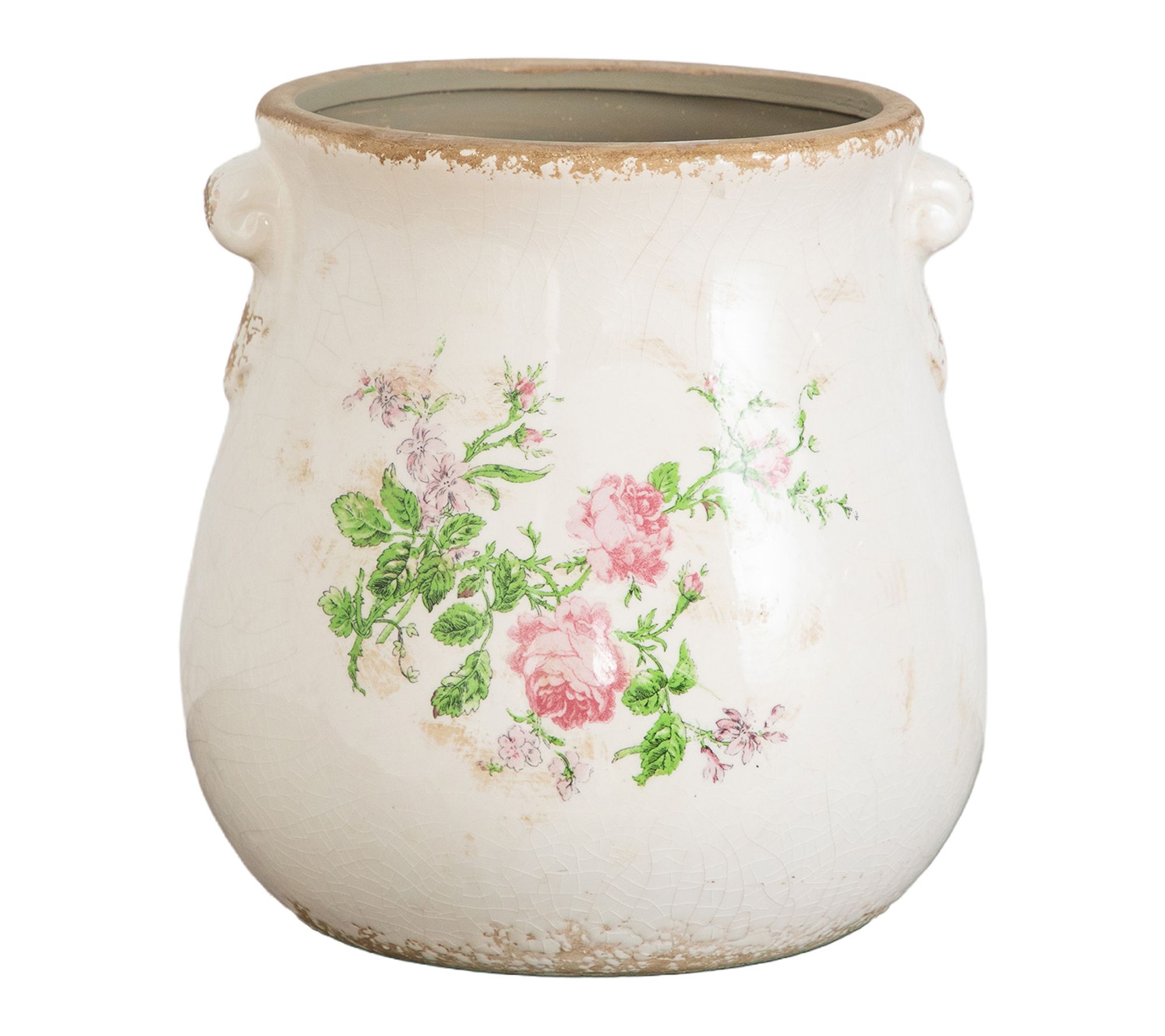 10-in Ceramic Flower Print Vase by Nearly Natural