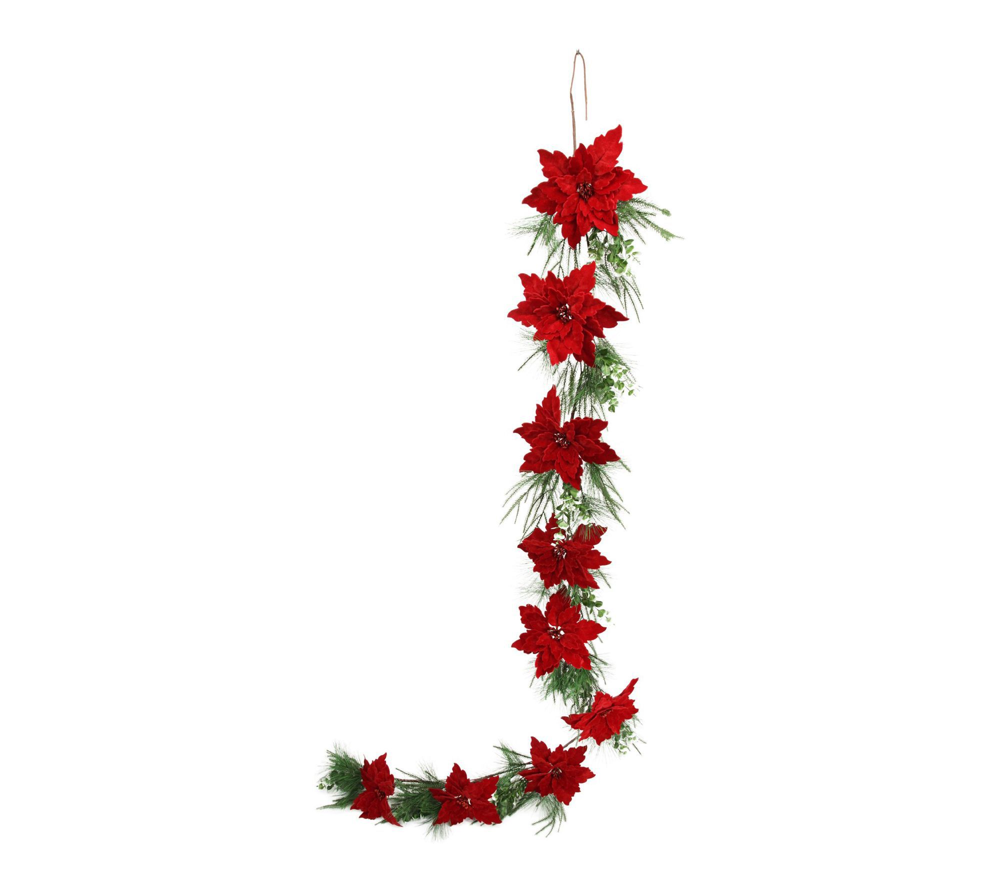 Fraser Hill Farm 9-Ft. Real Feel Foam Poinsettia Garland