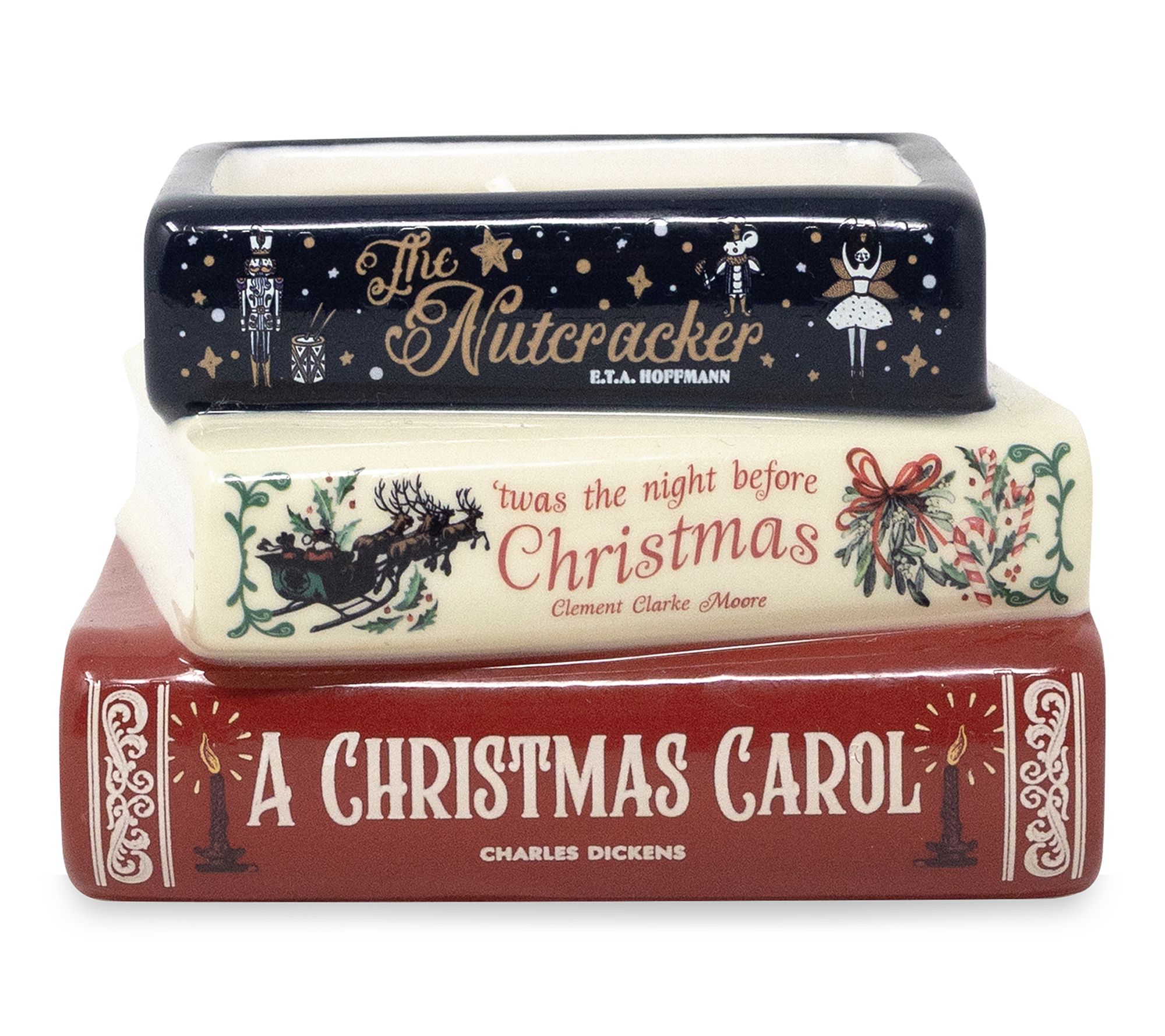 Steel Mill & Co. Stacked Books Candle, Holiday Classics