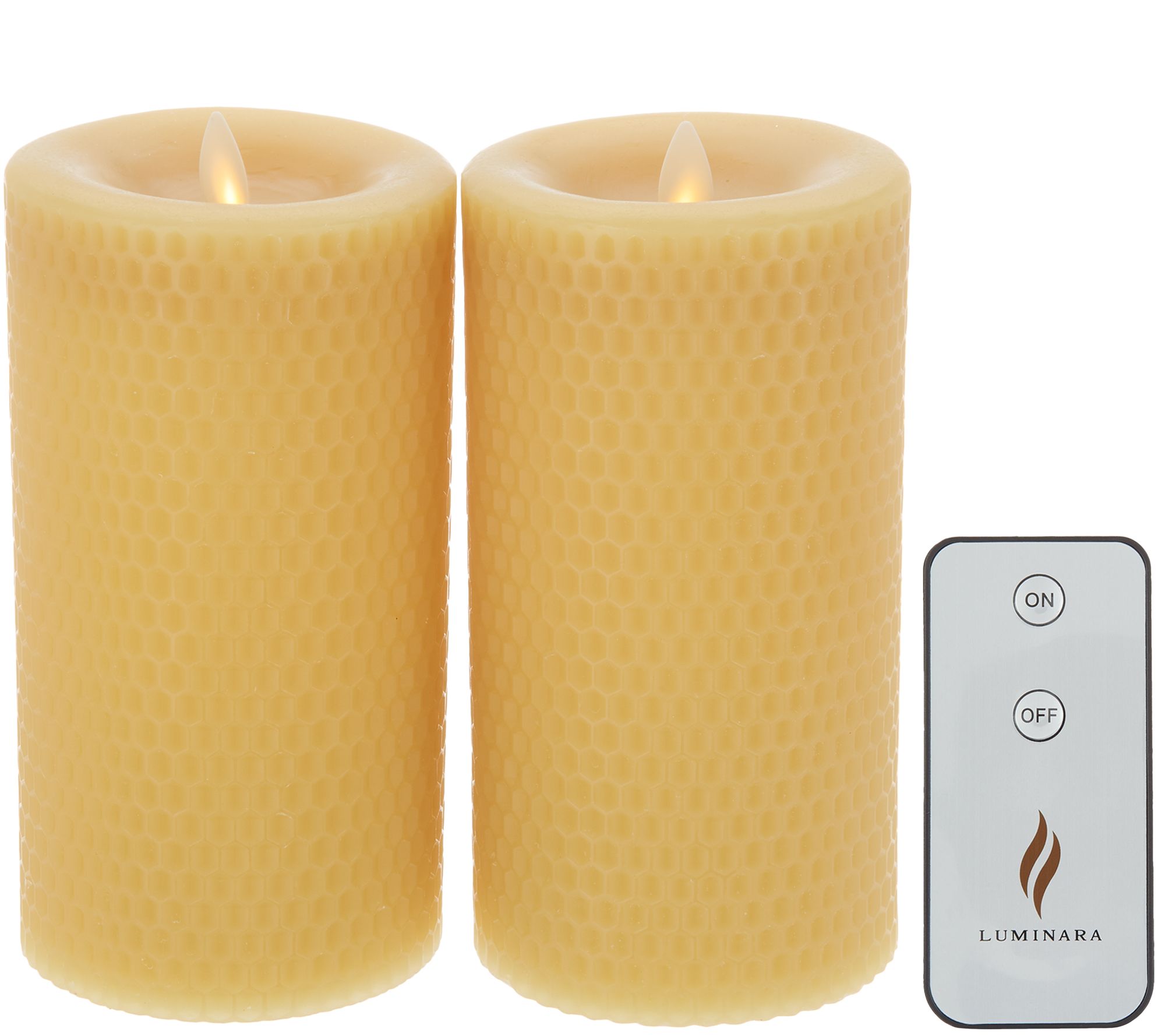 Martha Stewart Set of (2) 7" Flameless Beeswax Pillars w/Remote