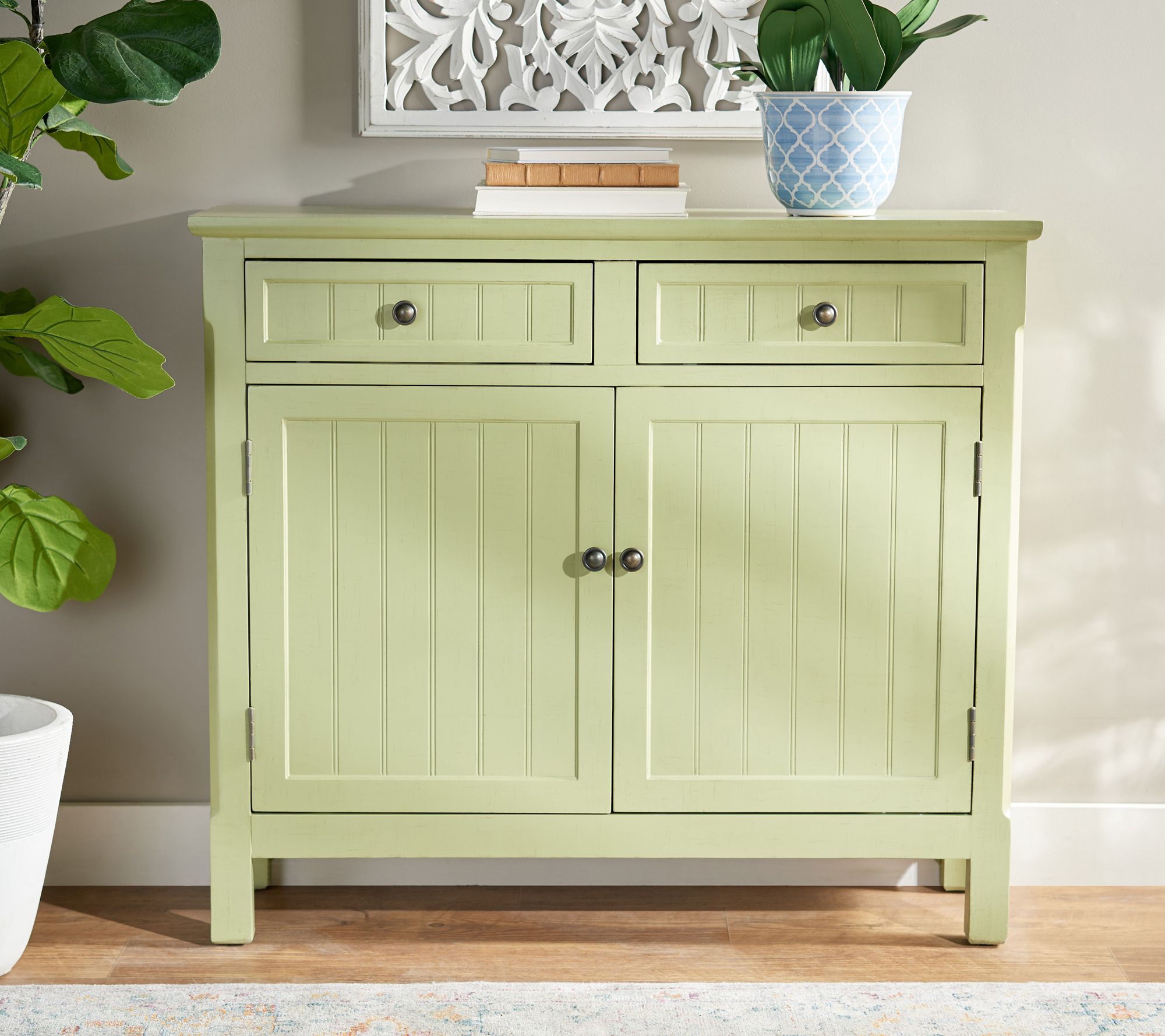 Two-Door Two-Drawer Beadboard Cupboard by Valerie