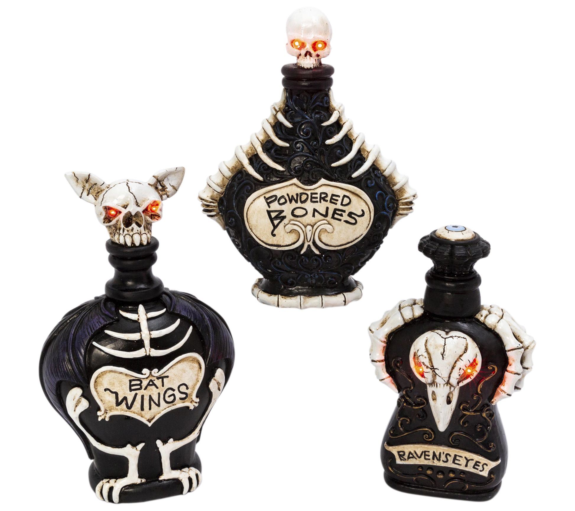 Set of 3 lighted resin Halloween potion bottlesby Gerson Co