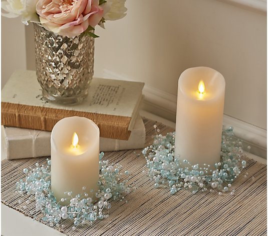Set of 2 Cascading Pearl Candle Rings by Valerie