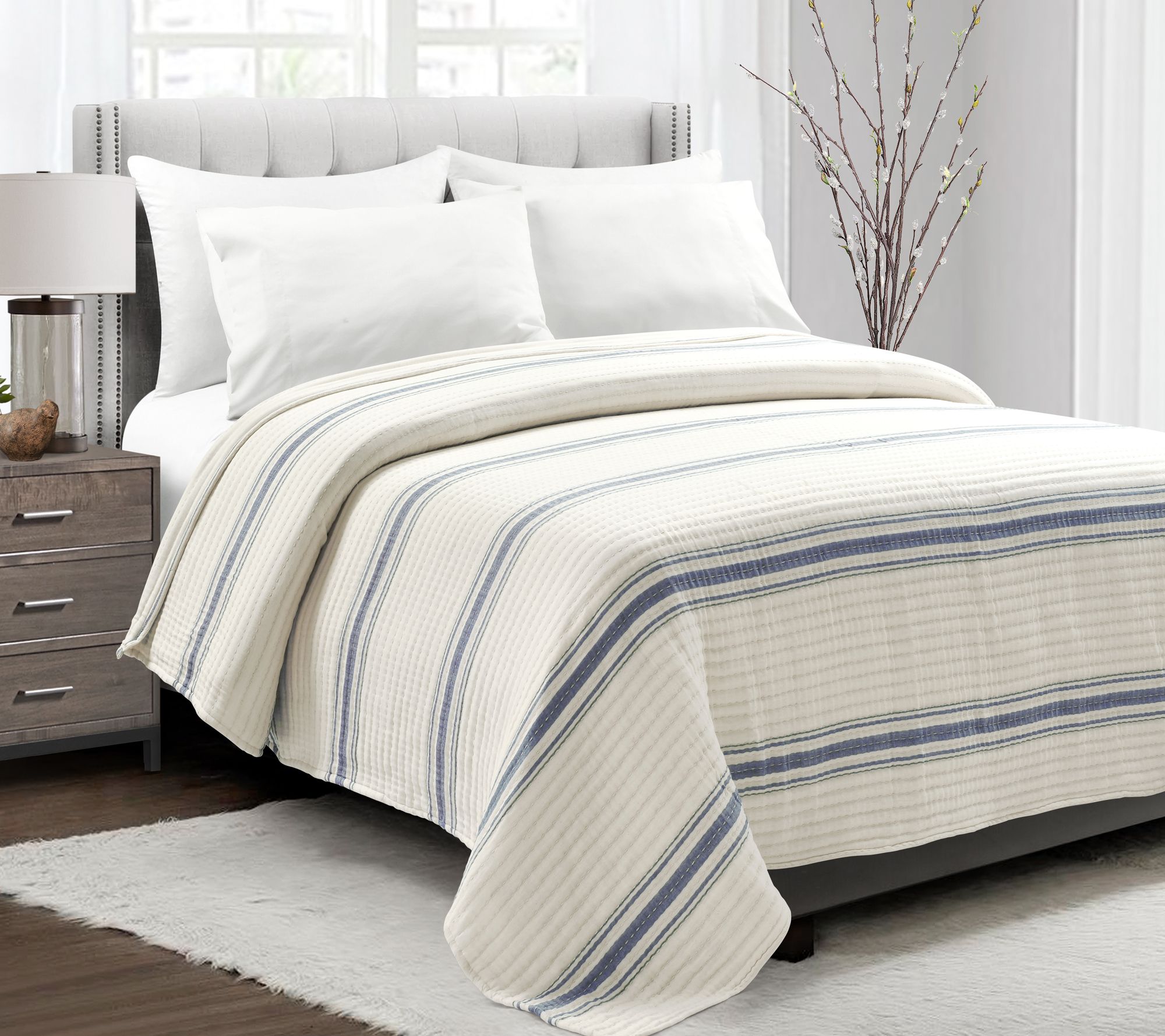 Farmhouse Stripe Kantha Yarn Dyed Cotton Woven KG Quilt
