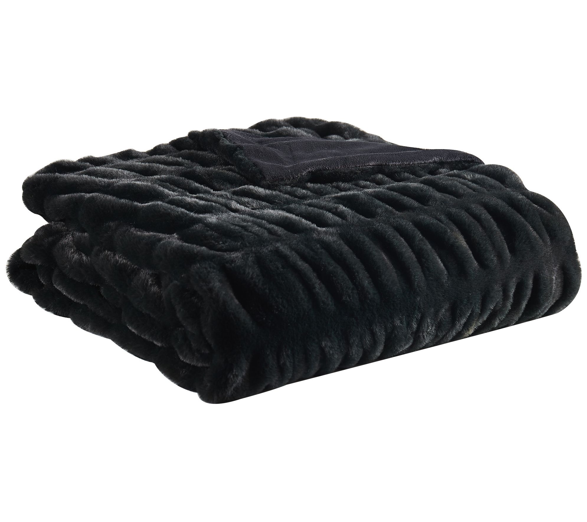 Badgley Mischka Home Ruched Faux Rabbit Fur 50x0 Throw