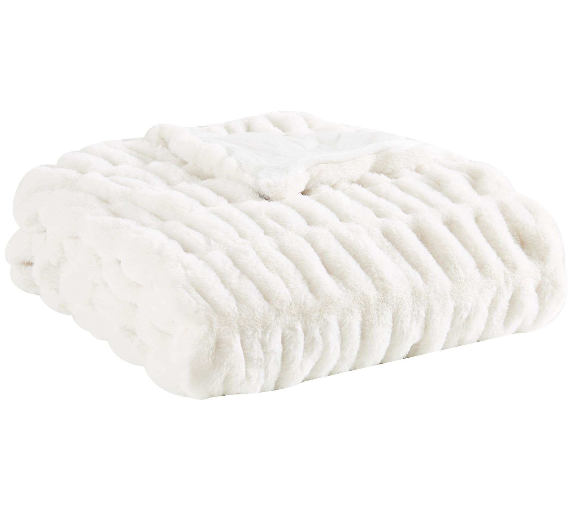 Badgley Mischka Home Ruched Faux Rabbit Fur 50x0 Throw