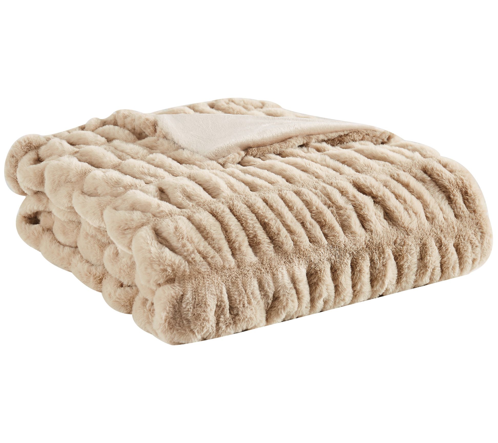 Badgley Mischka Home Ruched Faux Rabbit Fur 50x0 Throw