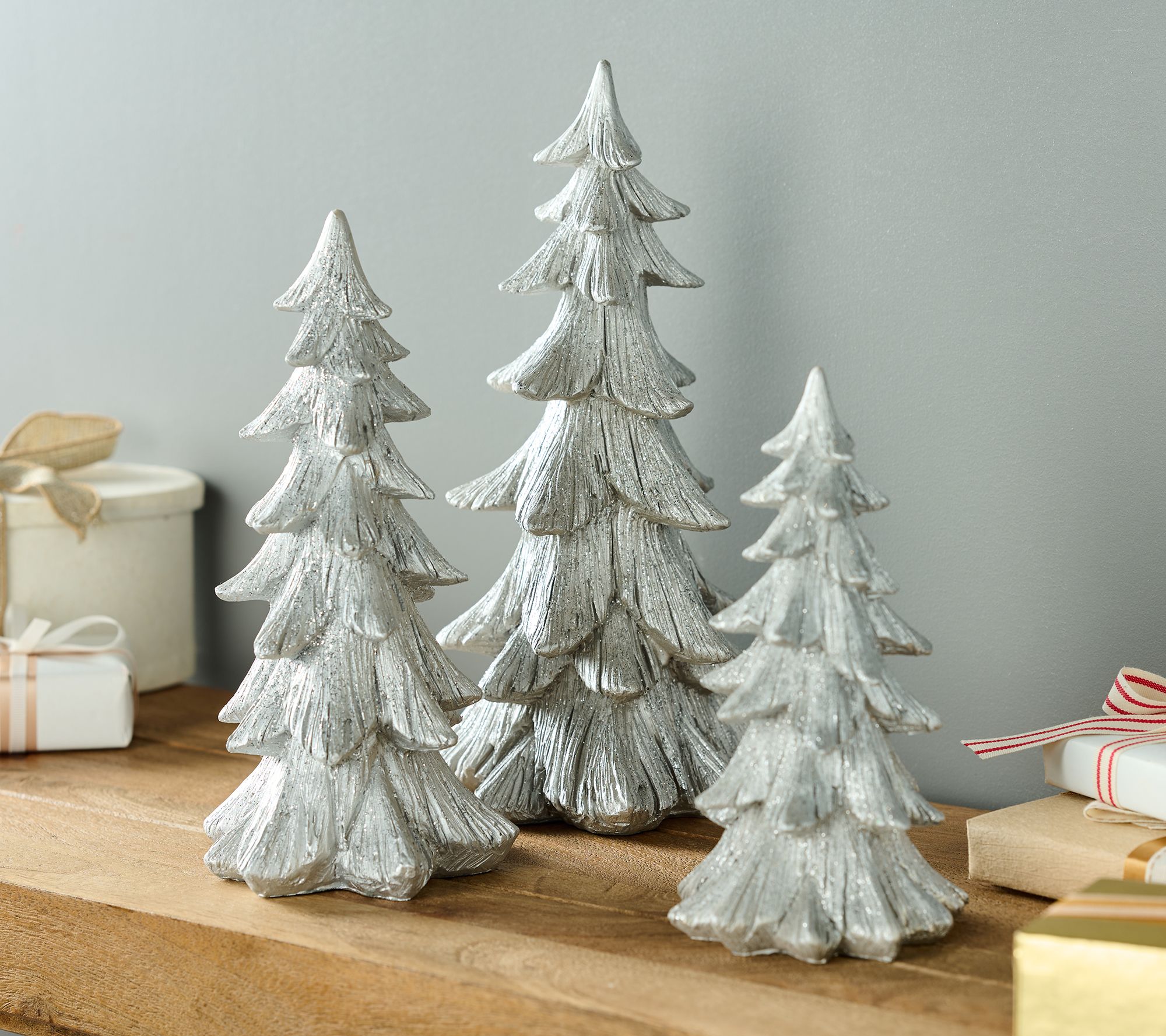 Mini Trees * Set of 24 * Silver Glitter Cardstock — The Die Cut Shop