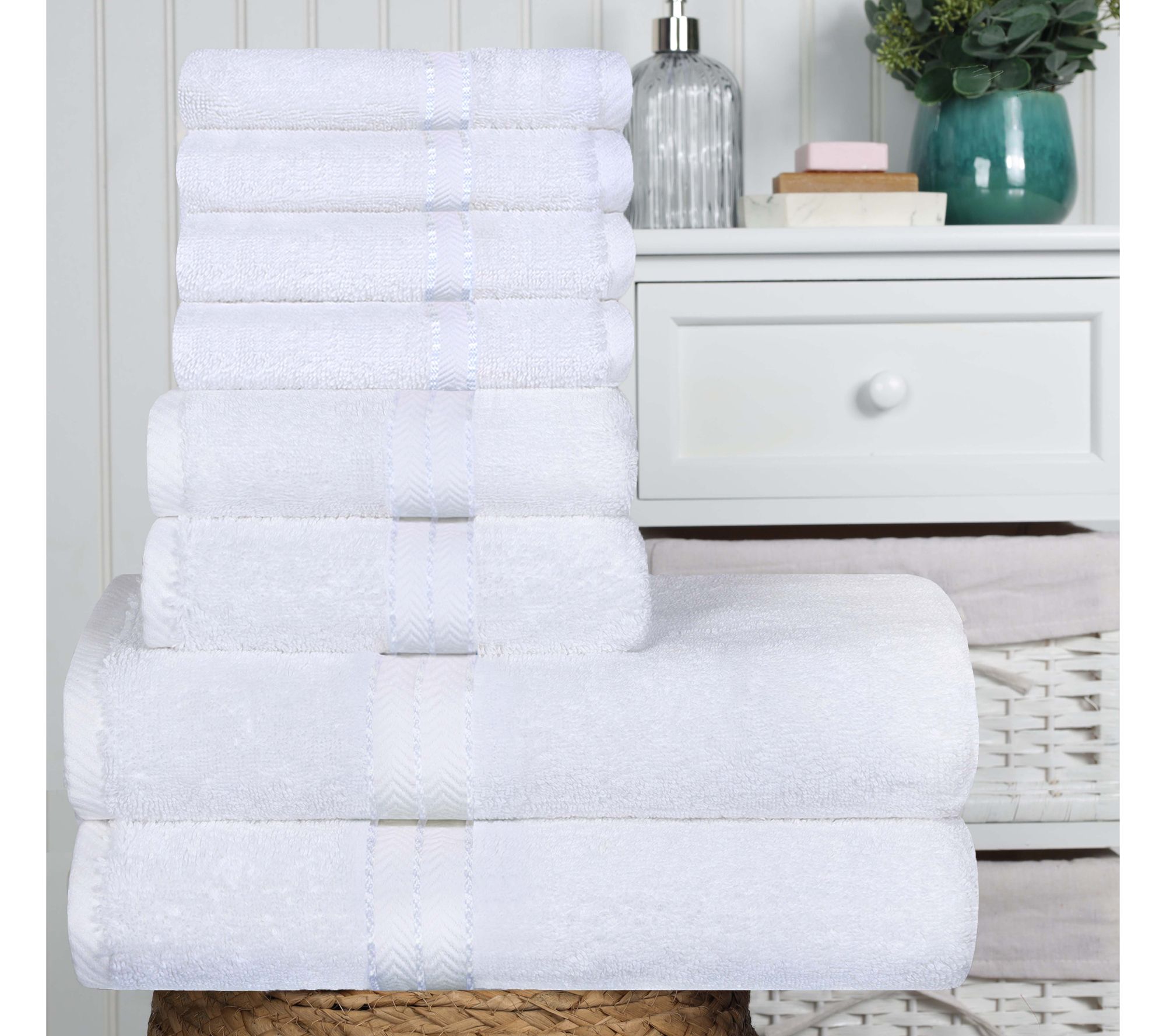Enchante Home Gracious Turkish Cotton Hand Towel Set of 8 - Anthracite (Grey)