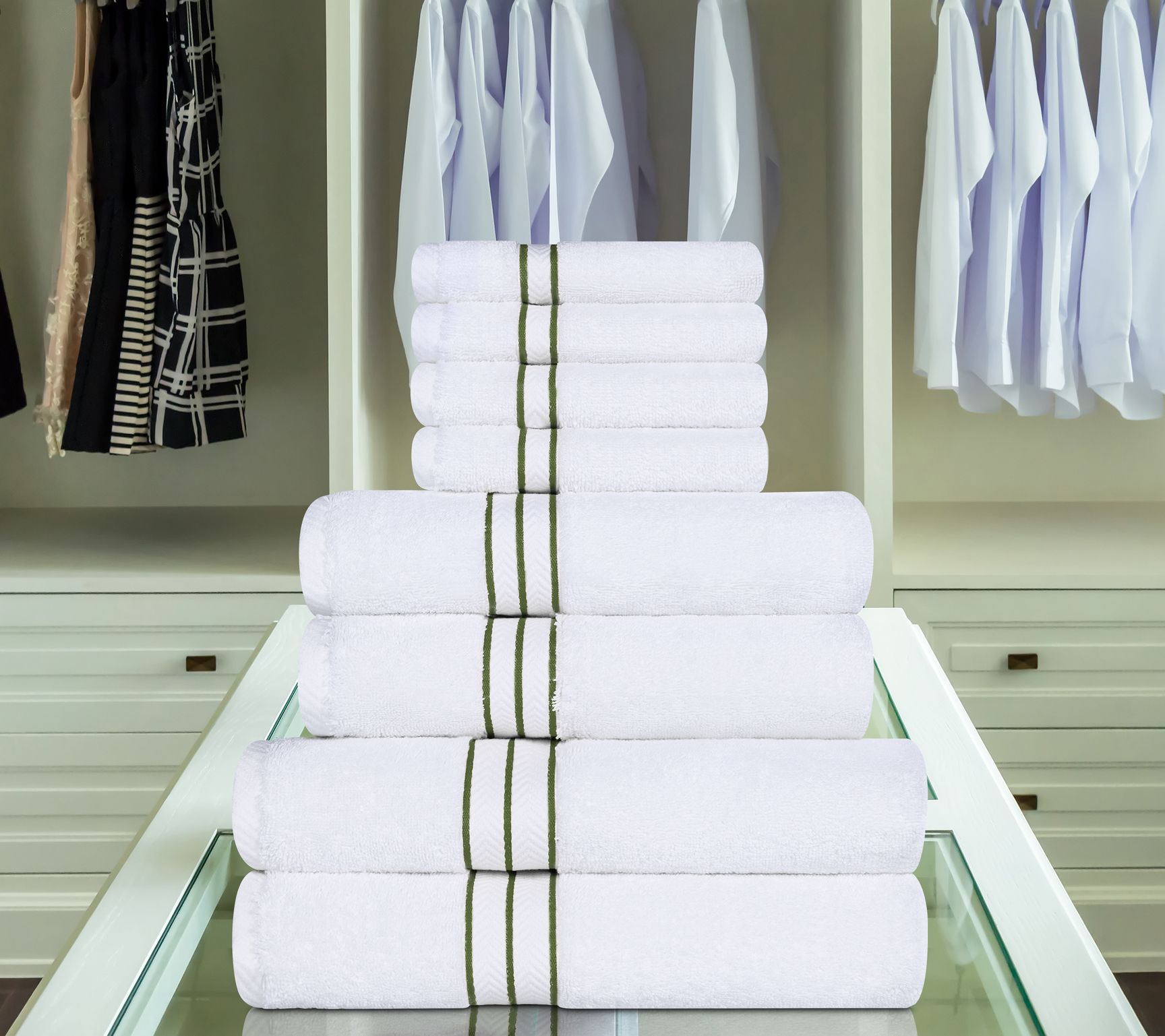 Superior Turkish Cotton Solid 8-Piece AbsorbentTowel Set