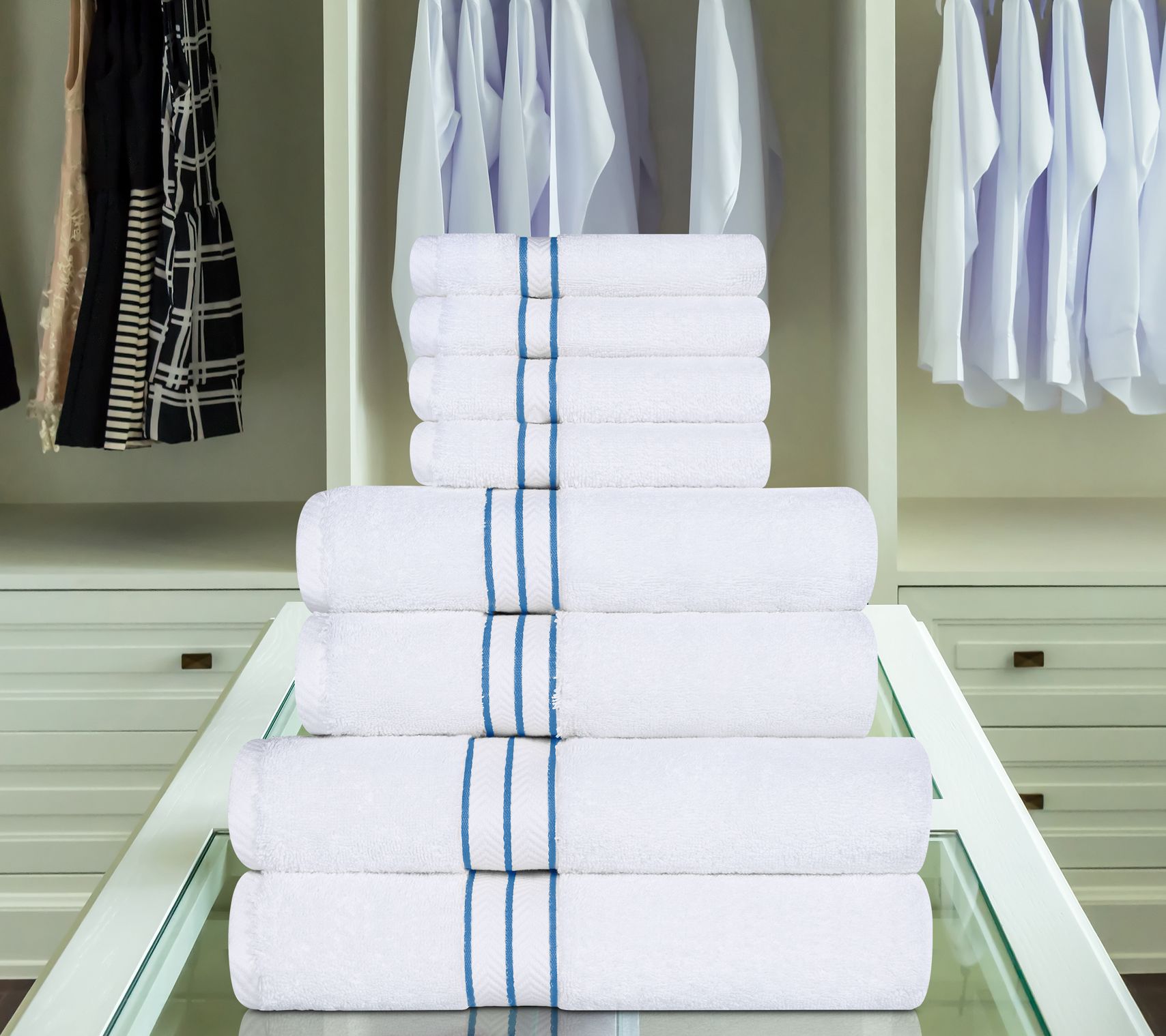 Superior Turkish Cotton Solid 8-Piece AbsorbentTowel Set