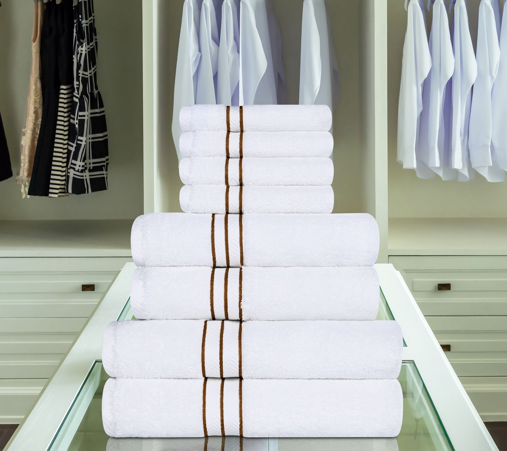 Superior Turkish Cotton Solid 8-Piece AbsorbentTowel Set