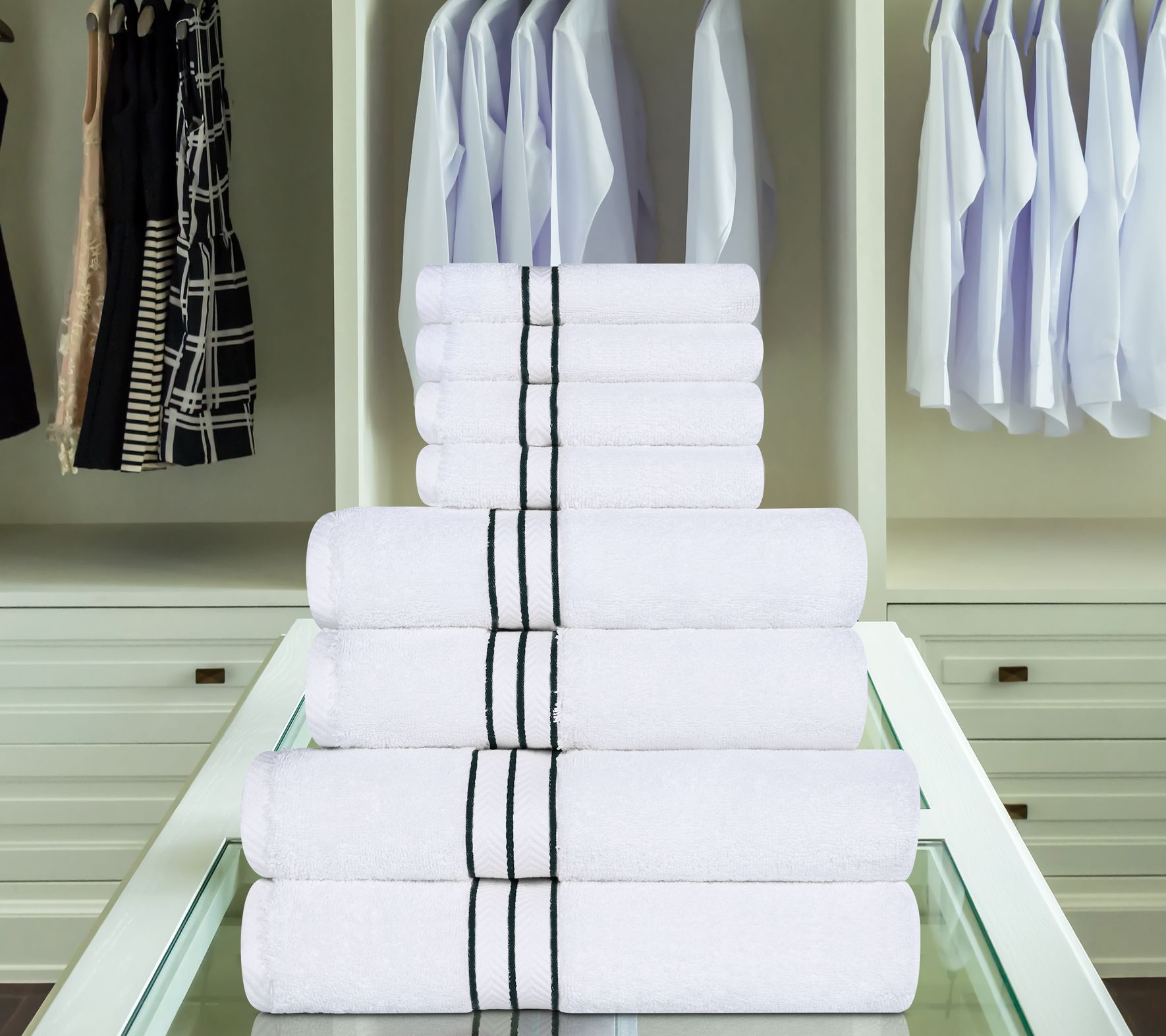 Superior Turkish Cotton Solid 8-Piece AbsorbentTowel Set