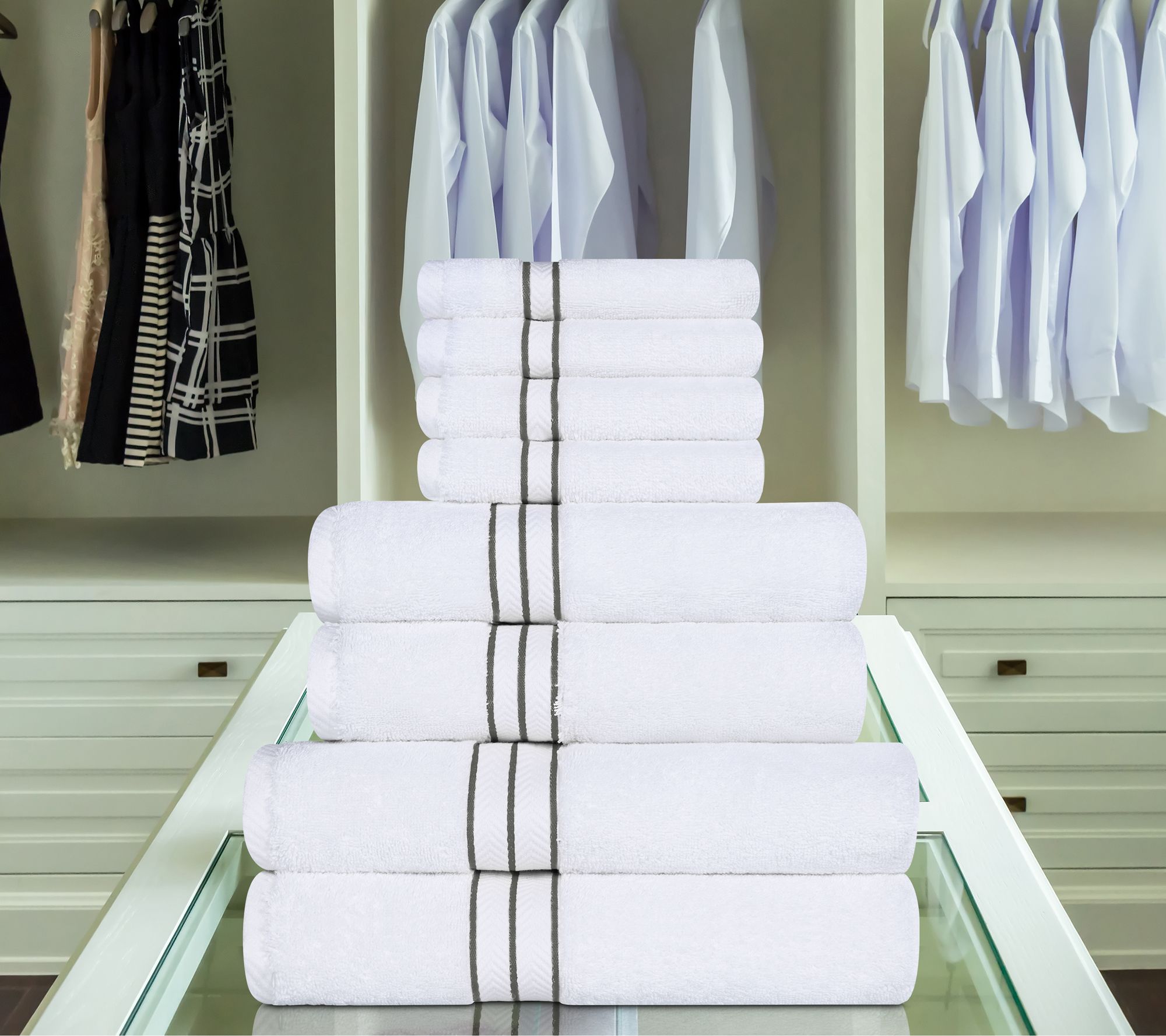 Superior Turkish Cotton Solid 8-Piece AbsorbentTowel Set