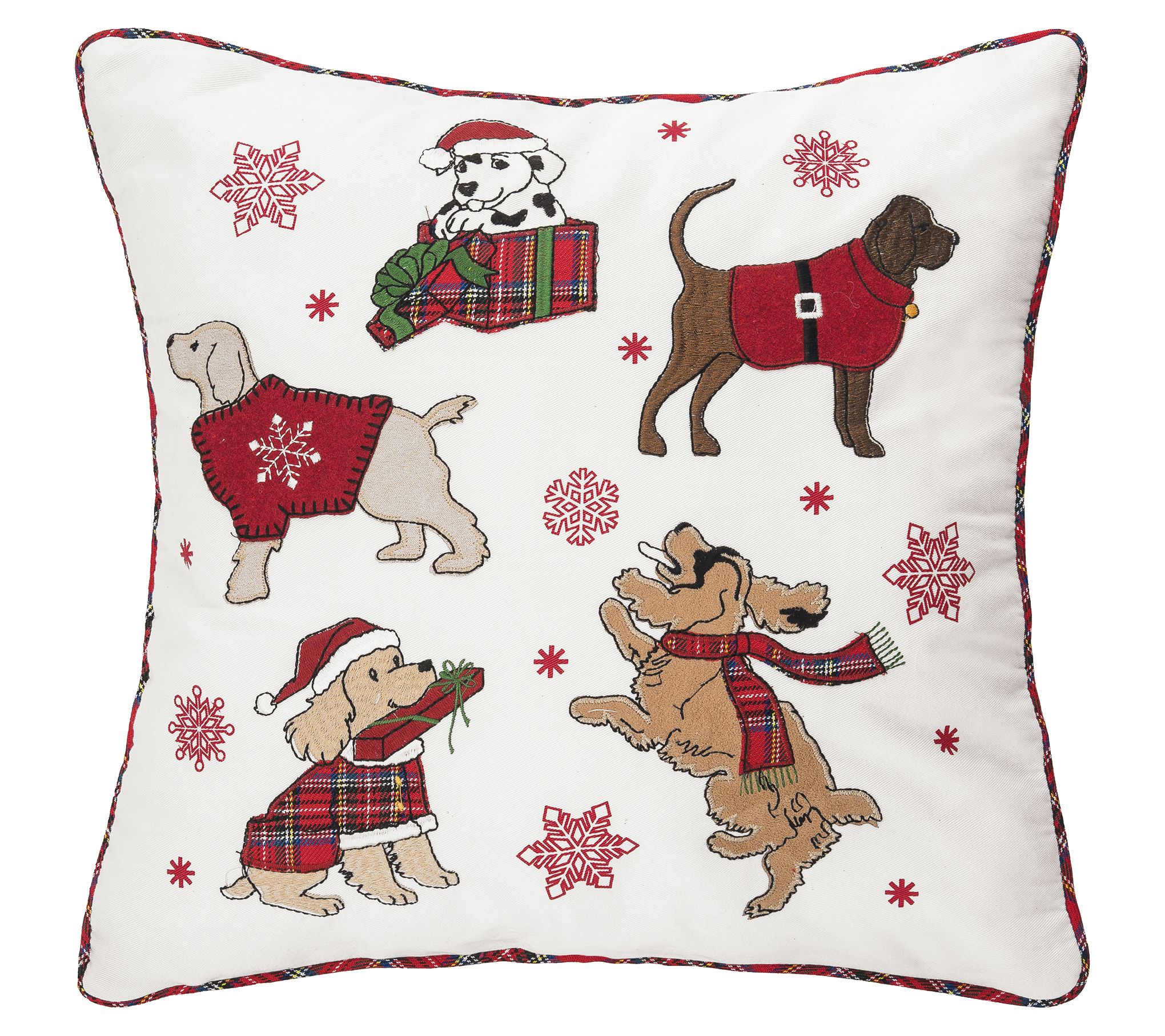 18" x 18" Festive Playful Dogs Throw Pillow byValerie