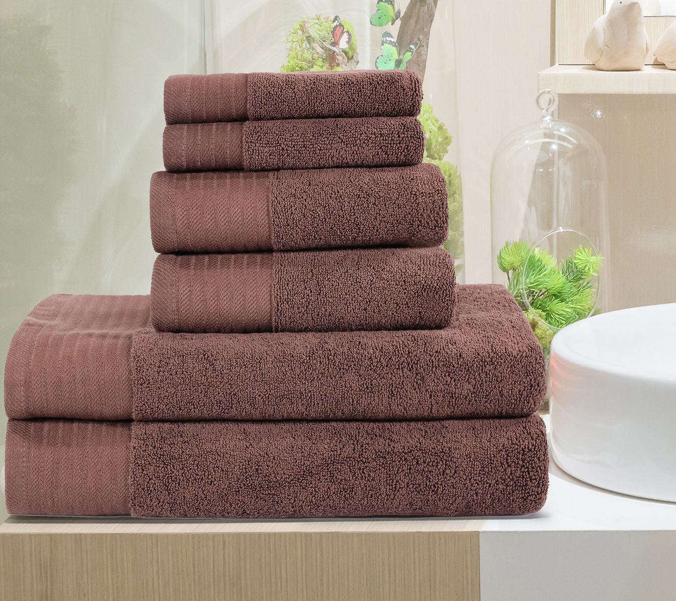 Superior Turkish Cotton 6-Piece Absorbent SolidTowel