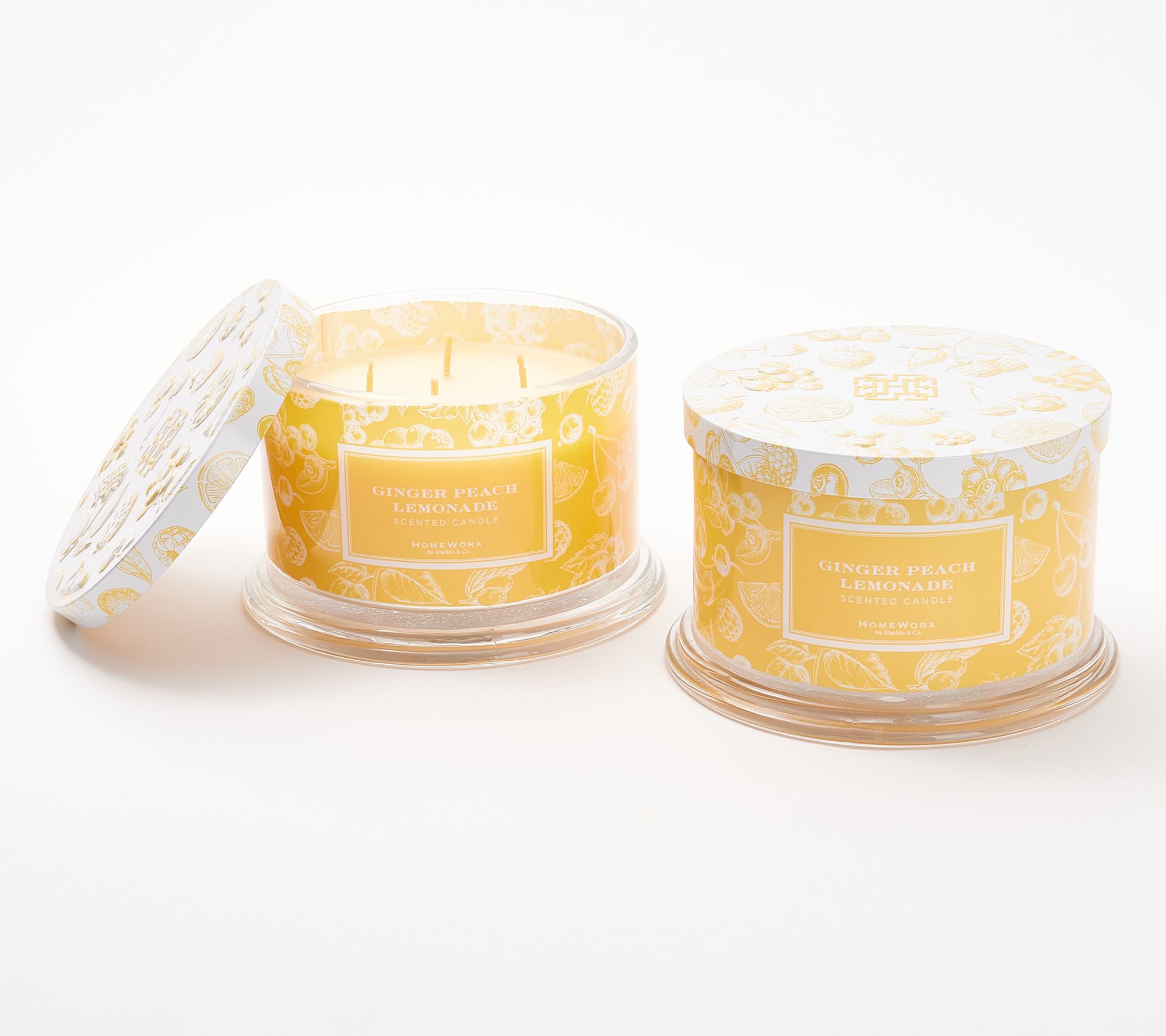"As Is"HomeWorx by Slatkin & Co S/2 Ginger Peach Lemonade 18oz Candles