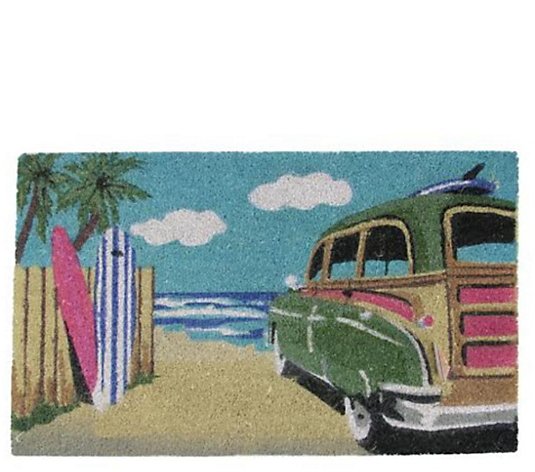 Northlight Multicolor Car on Beach Door Mat