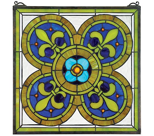 Design Toscano Fleur-de-Lis Quaterfoil StainedGlass Window