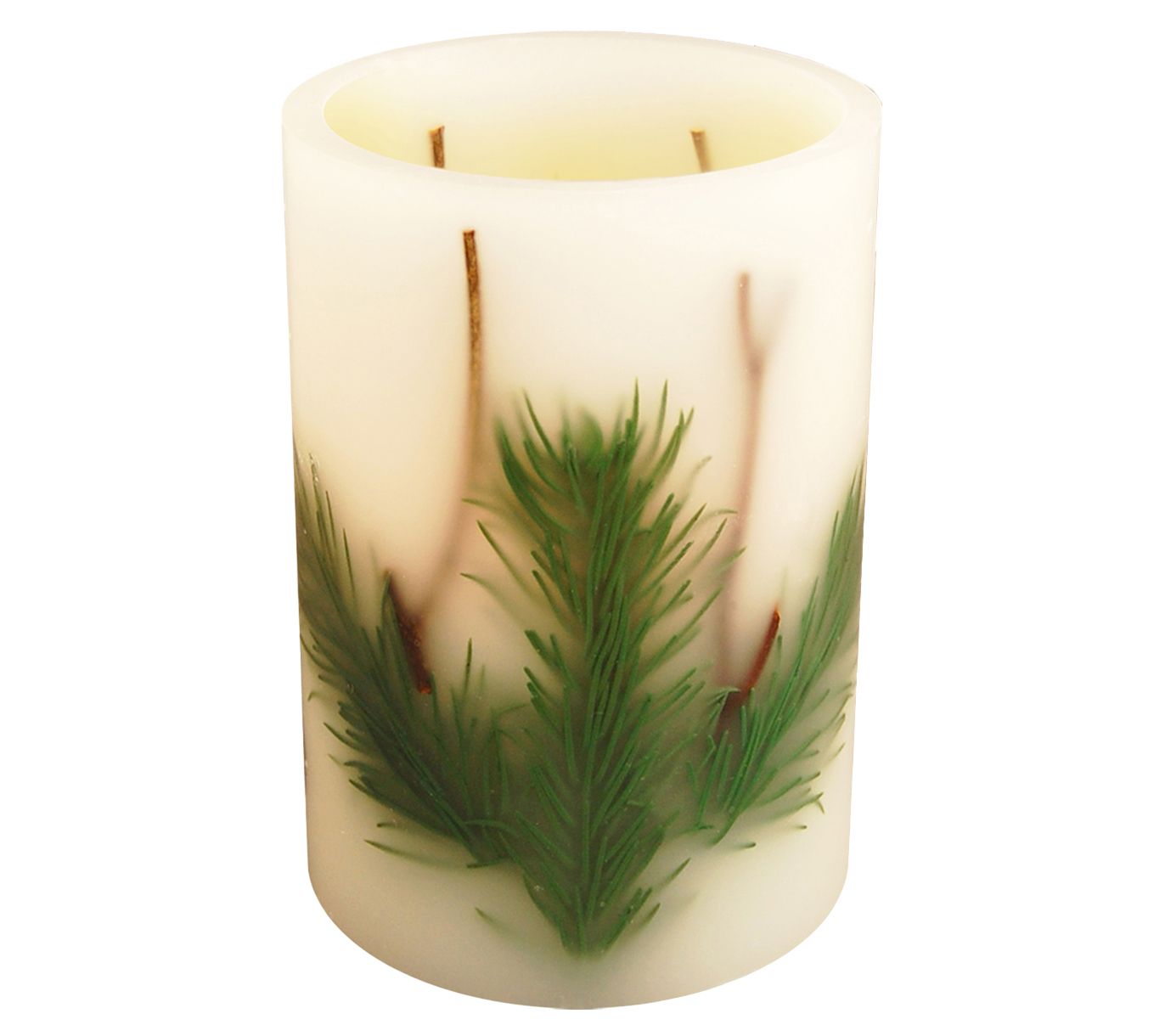 LumaBase Pine Needle LED Wax Candle with Timer