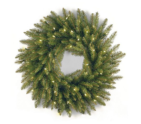 24" Dunhill Fir Wreath with Clear Lights
