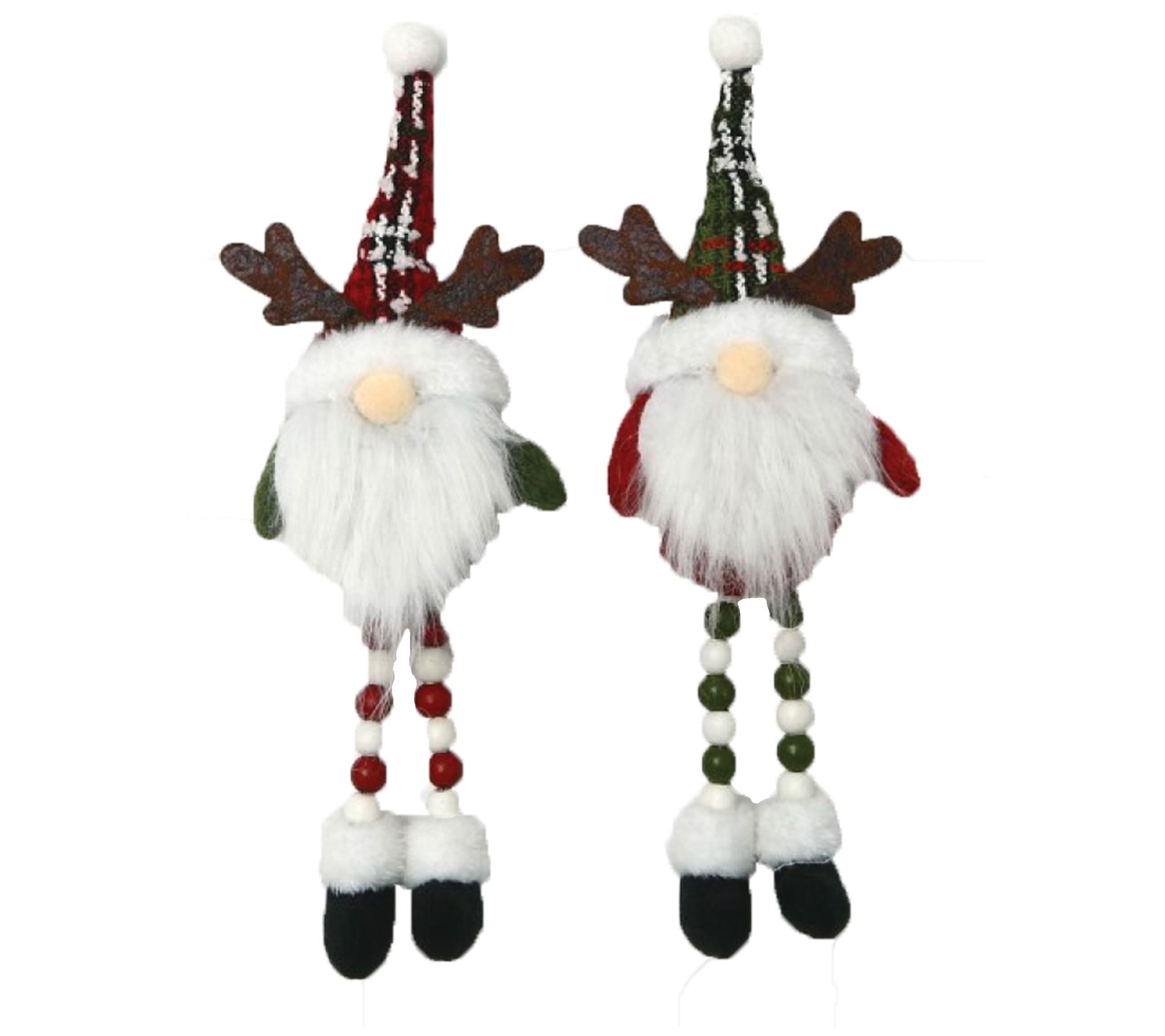 11" Santa's Workshop Reindeer Gnome Ornaments, Set of 2