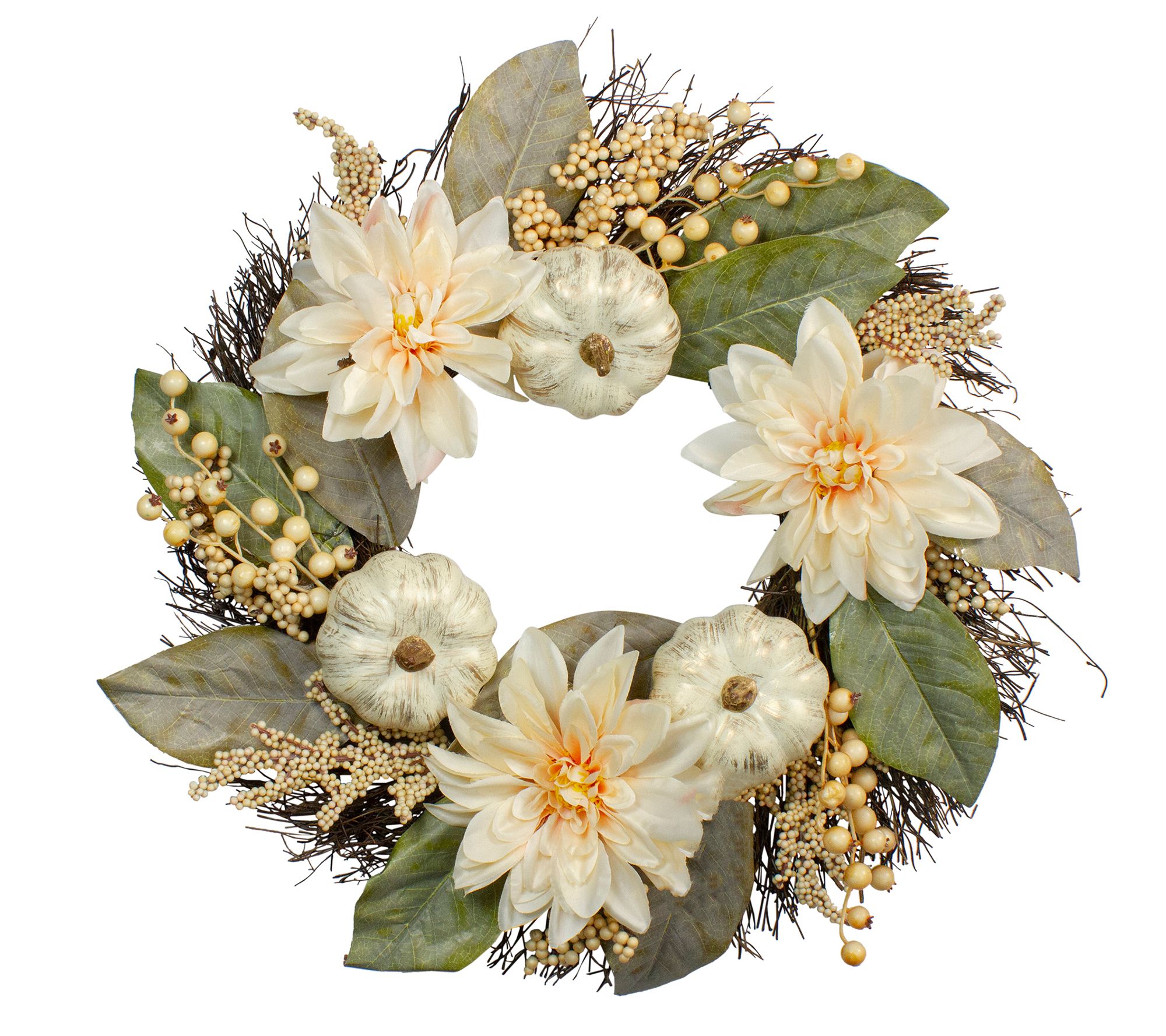 Northlight 22" Dahlia & Pumpkin Fall Floral Wreth