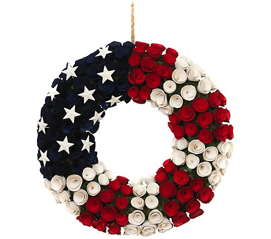 Wood & Twig Americana Rose Wreath by Gerson Co.