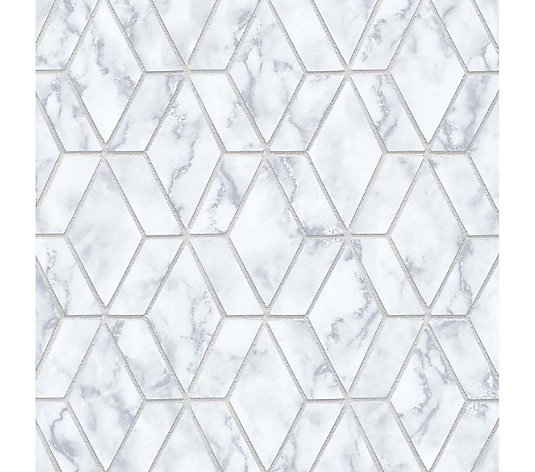 NextWall Faux Marble Tile Peel and Stick Wallpaper Roll