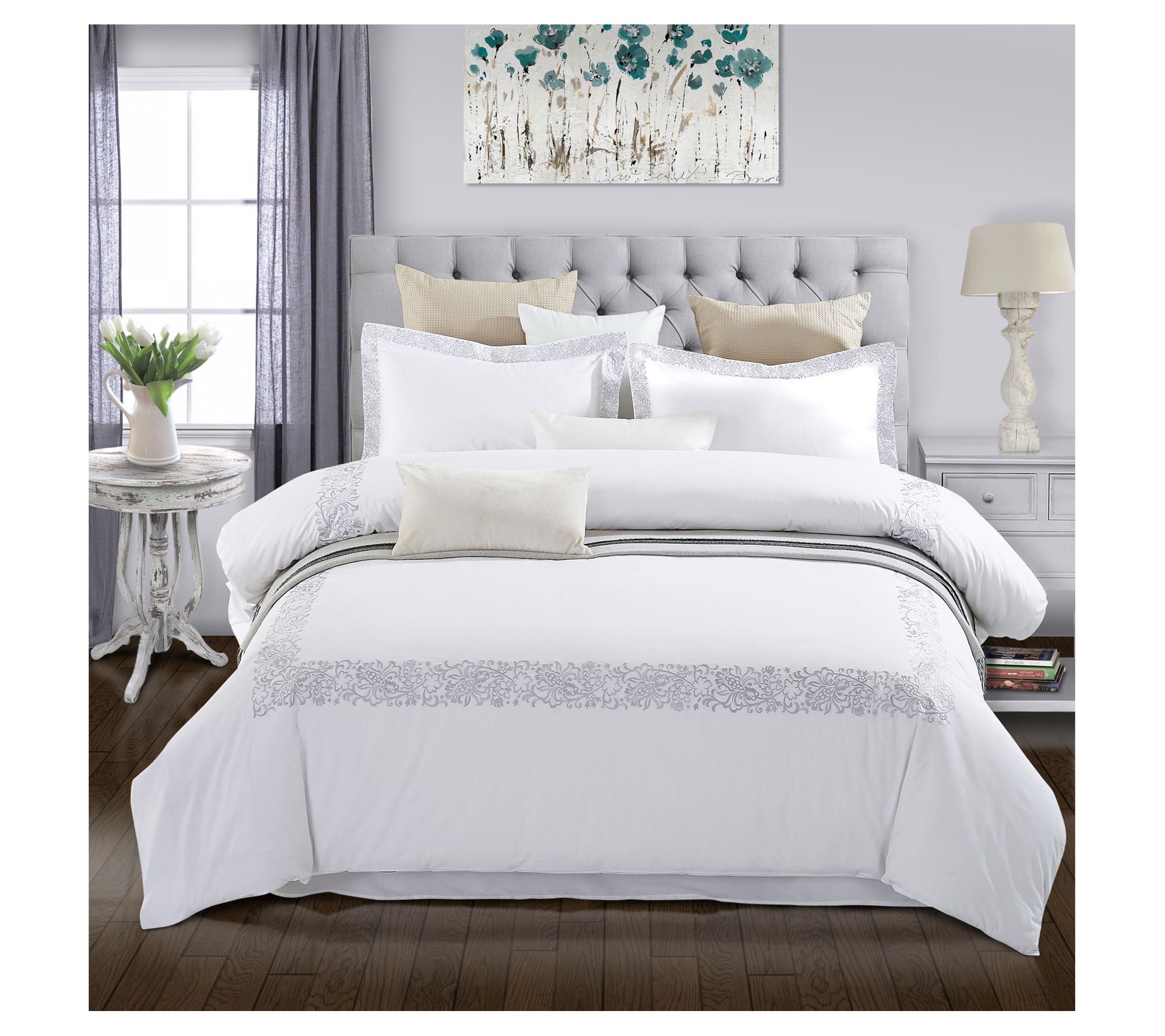 Superior Moonlawn Cotton Duvet Cover Set, Full/Queen