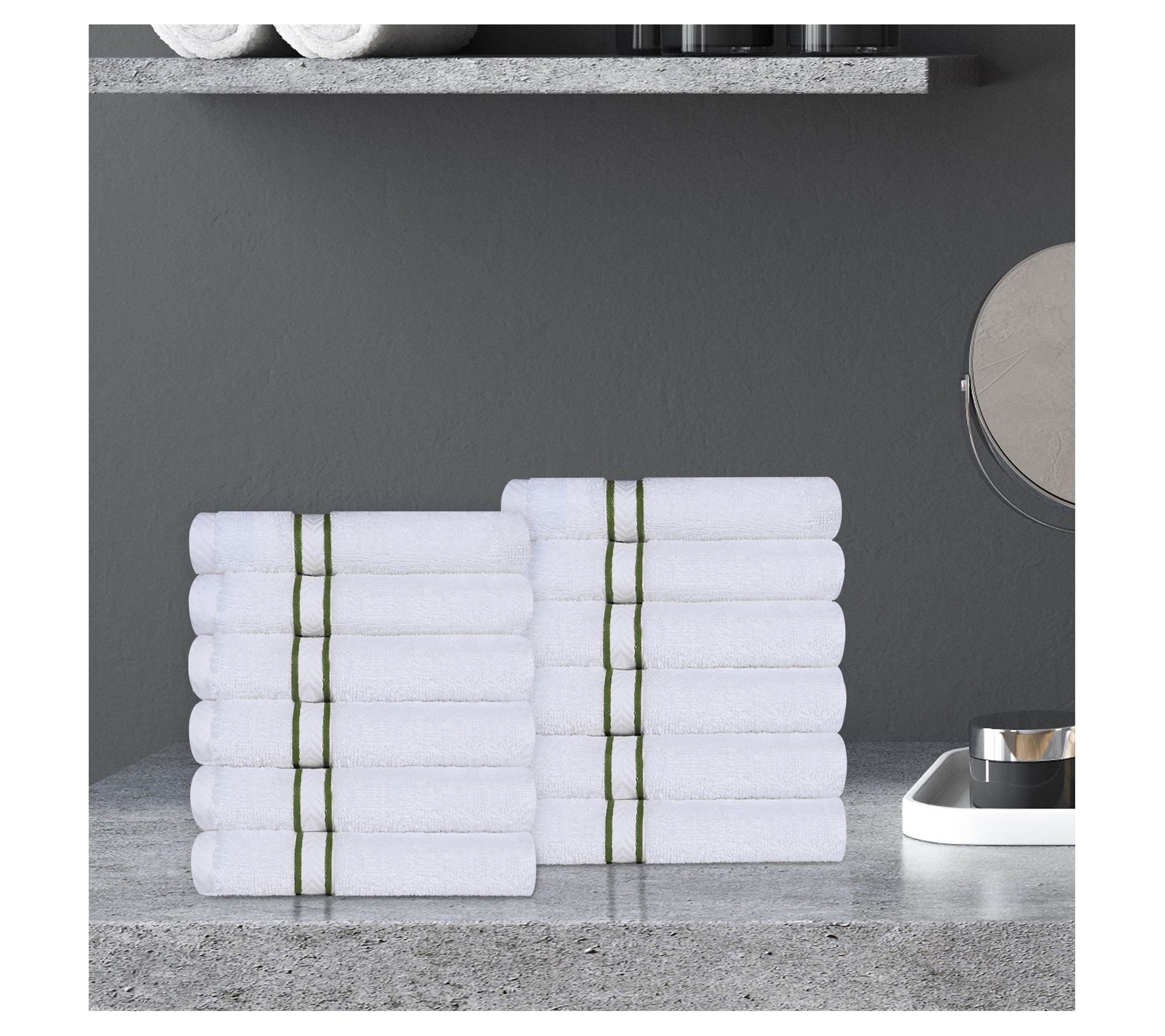 Superior Turkish Cotton Ultra-Plush Solid 12-Piece Face Towel