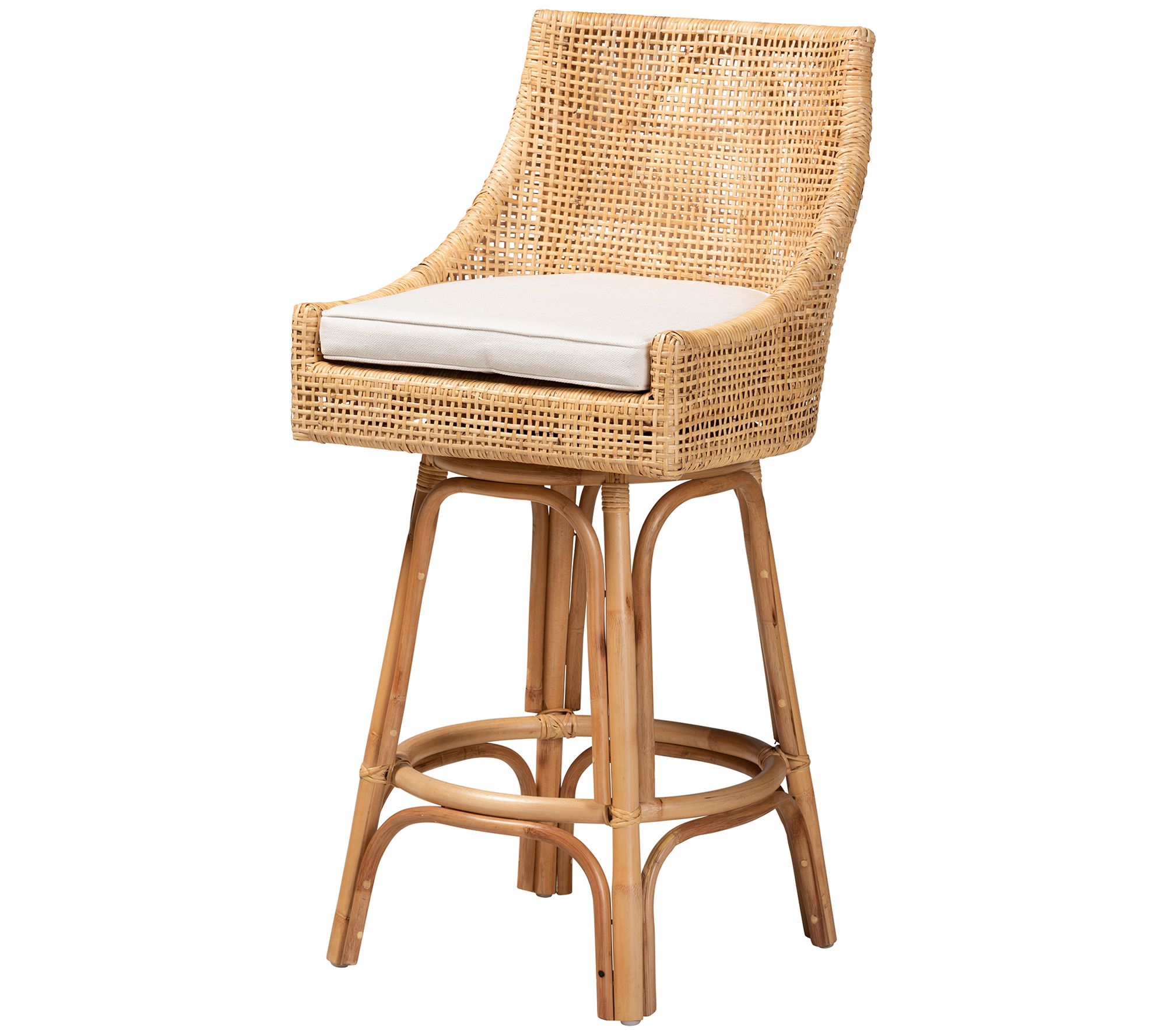 Baxton Studio B ella Natural Br own Rattan Bar Stool