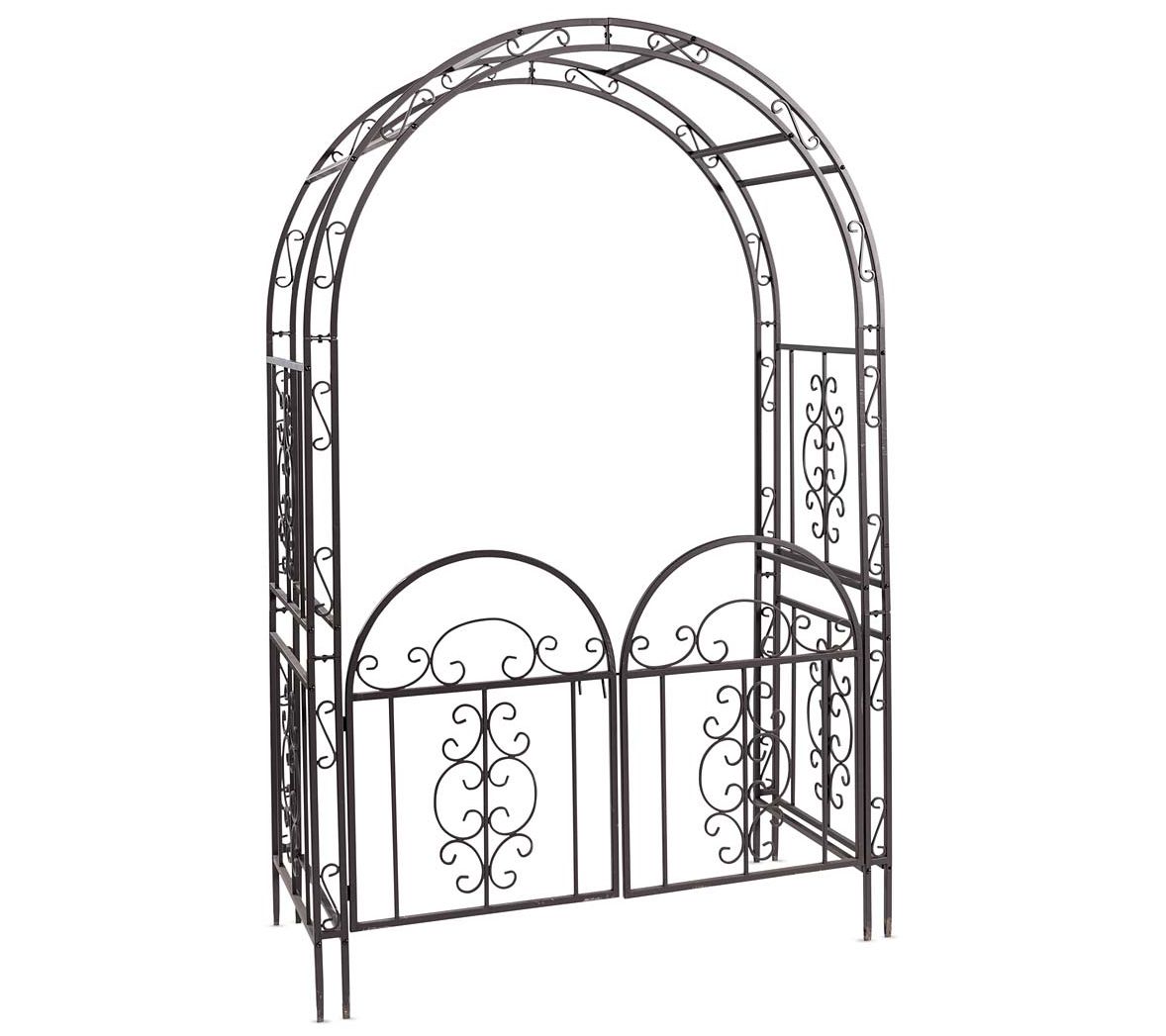 Evergreen Montebello Iron Garden Arbor with Gate - QVC.com