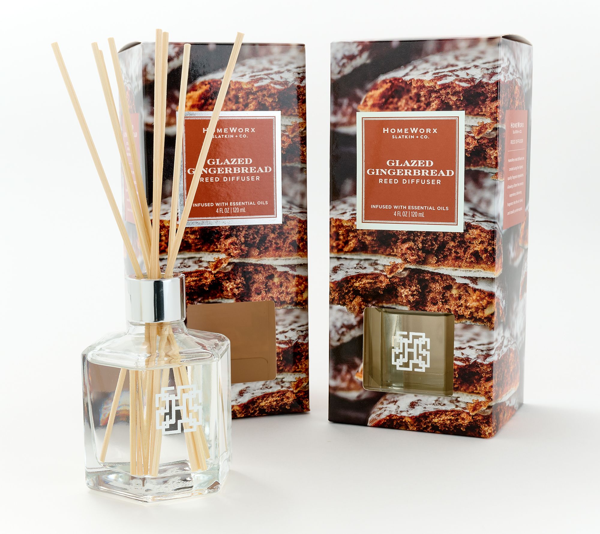 HomeWorx by Slatkin + Co. S/2 Glazed Gingerbread Reed Diffusers