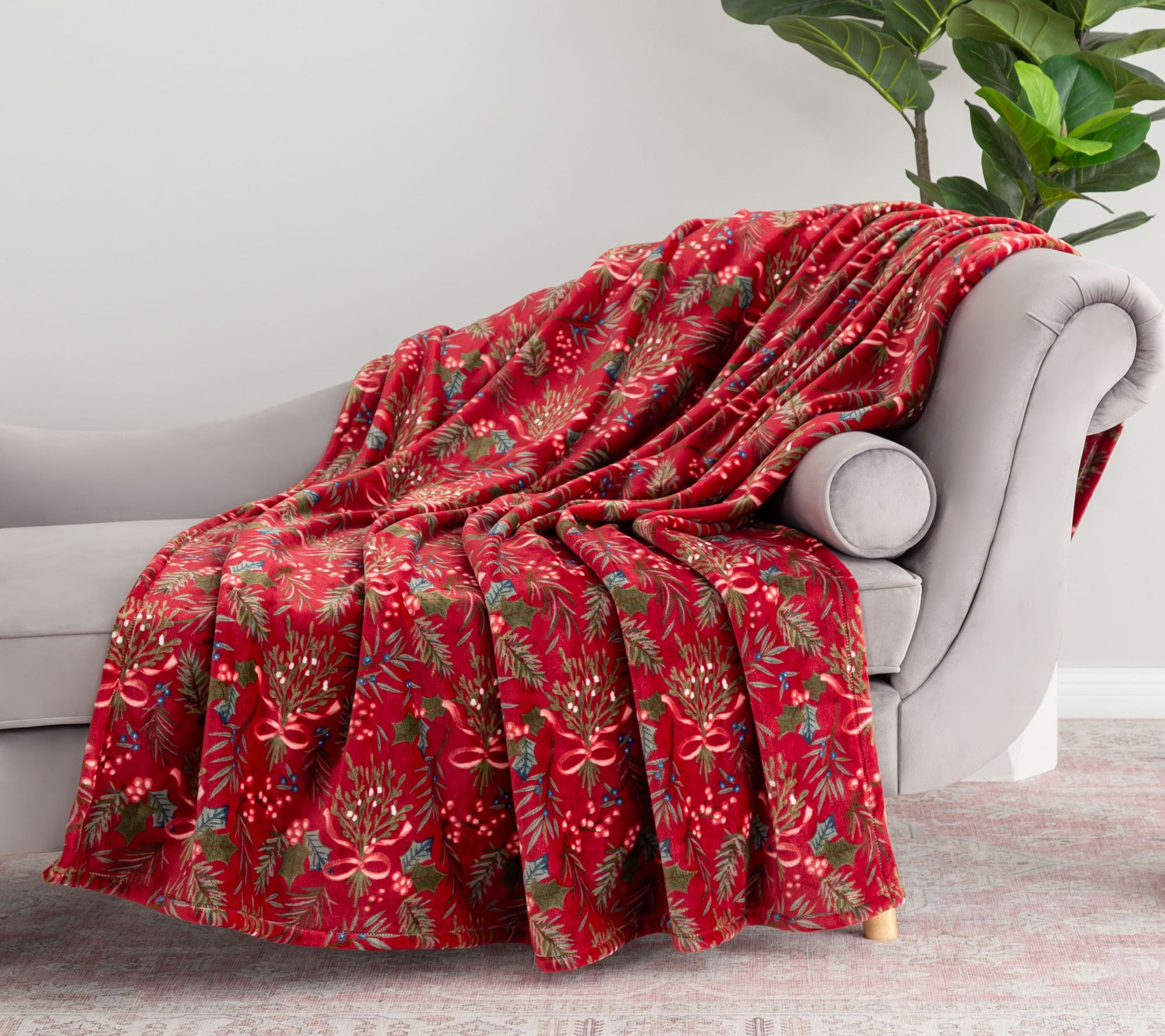 Berkshire 60x80 Velvetsoft Winter Floral Throw in Gift Box QVC