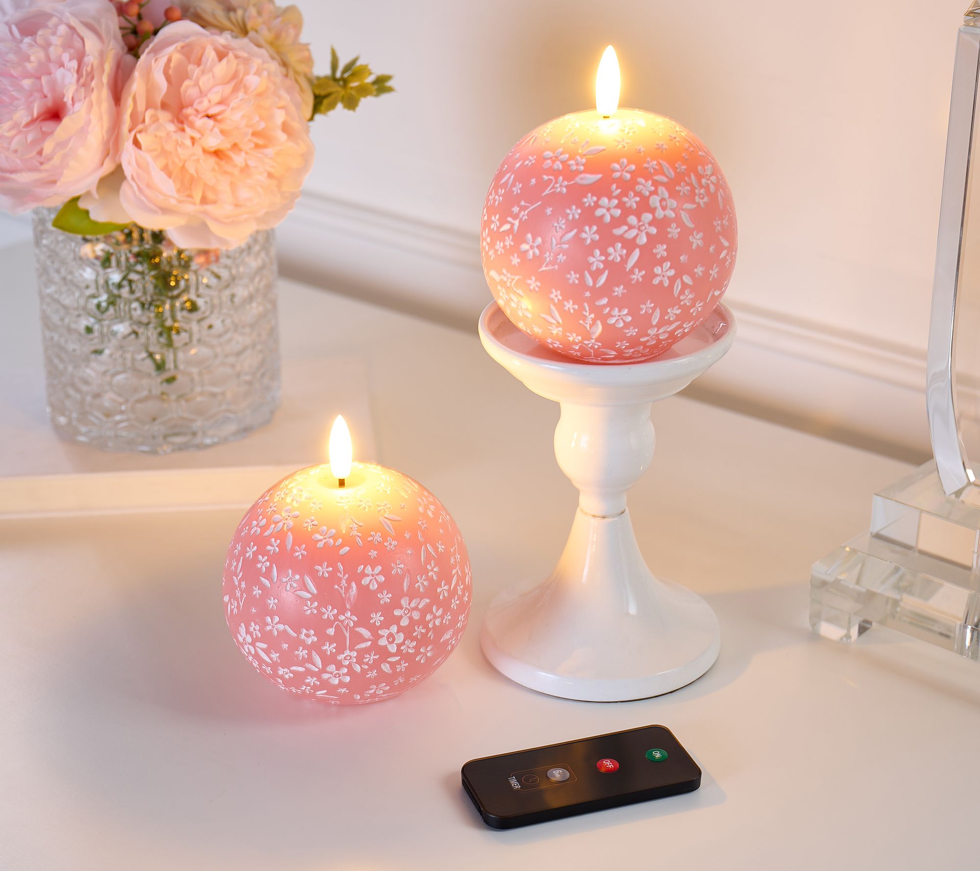 Home Reflections S/2 Flameless Spring Carved Spheres